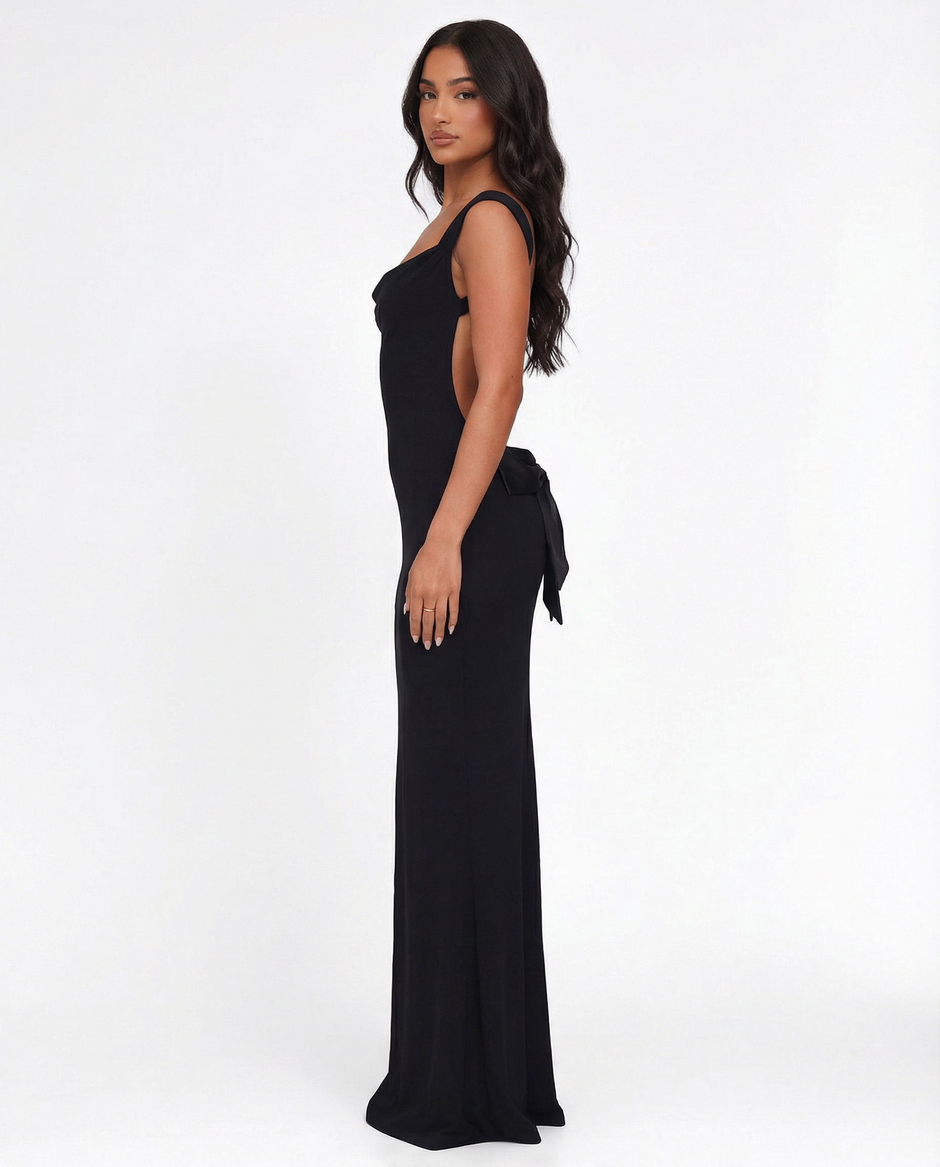 Mae | Sleek Sculpting Backless Tie-Detail Maxi Dress