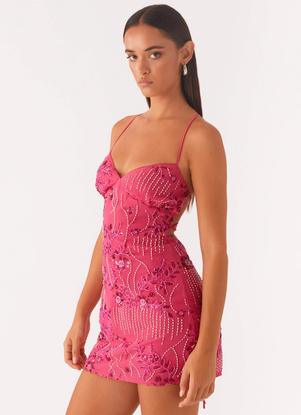 Cami | Shimmering Floral Beaded Sequin Mini Dress