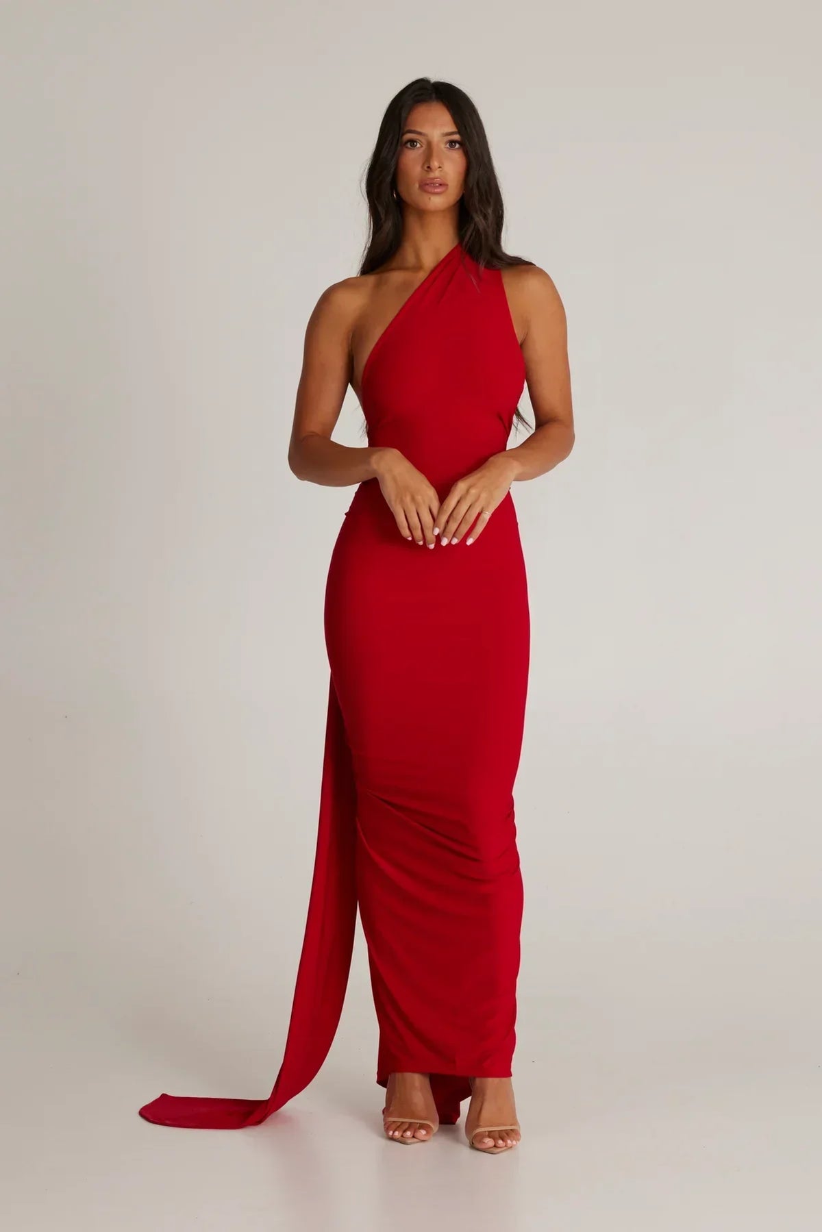 Tina | Versatile Sash One-Shoulder Grecian Maxi Dress