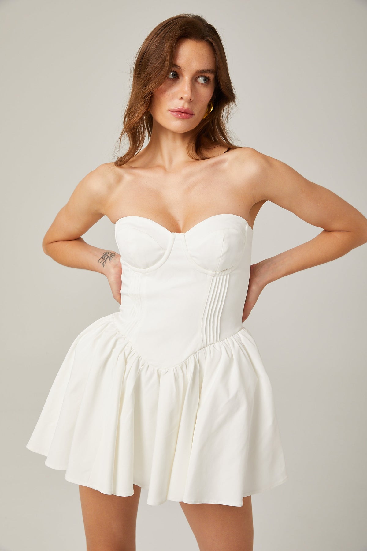 Mireille | White Off-the-Shoulder Bustier Mini Dress
