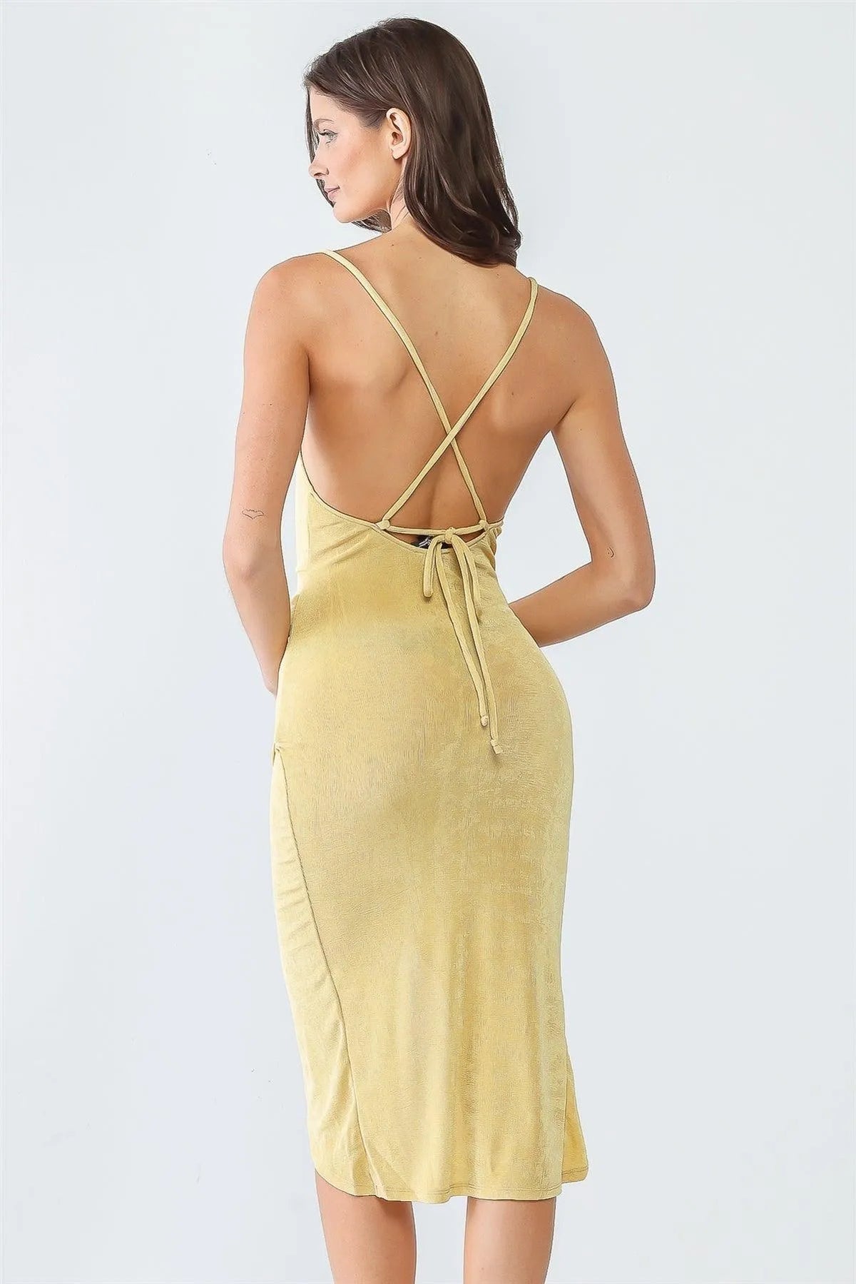 Ruby | Split Hemline Cowl Neck Strappy Wrap Midi Dress