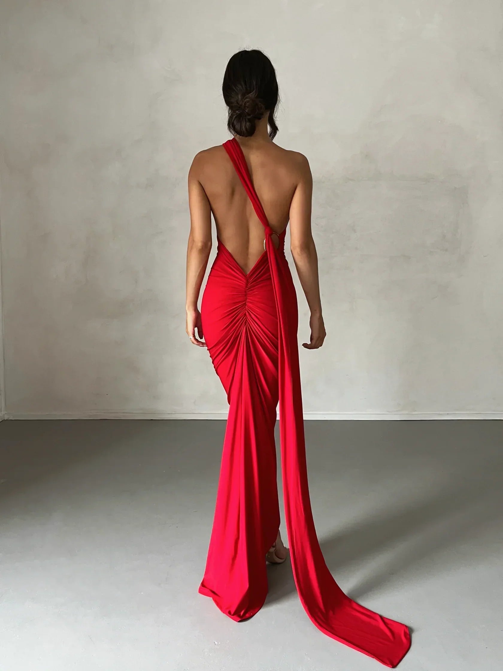 Tina | Versatile Sash One-Shoulder Grecian Maxi Dress