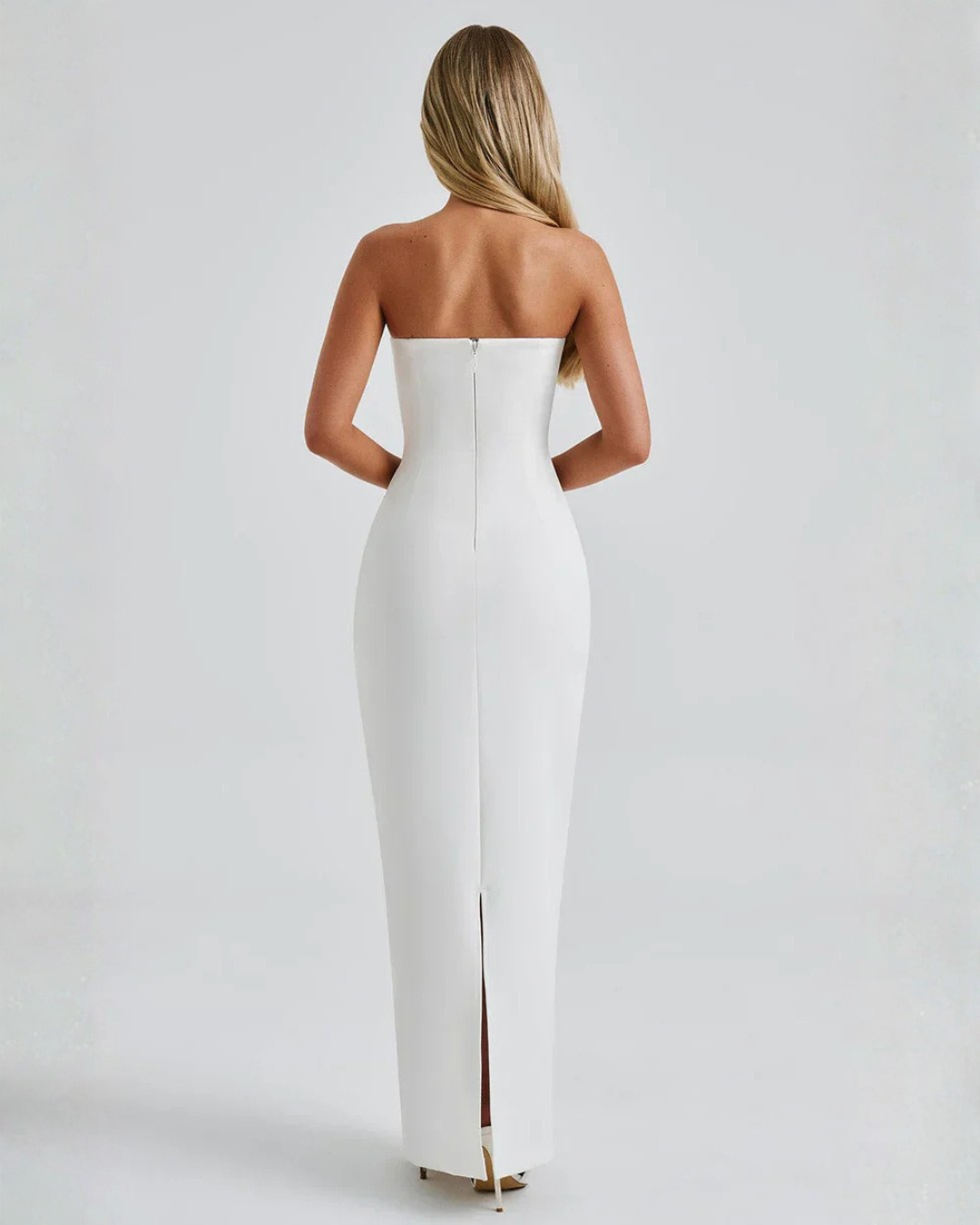 Ella | Strapless Sculpting Maxi Dress with Removable Mesh Scarf
