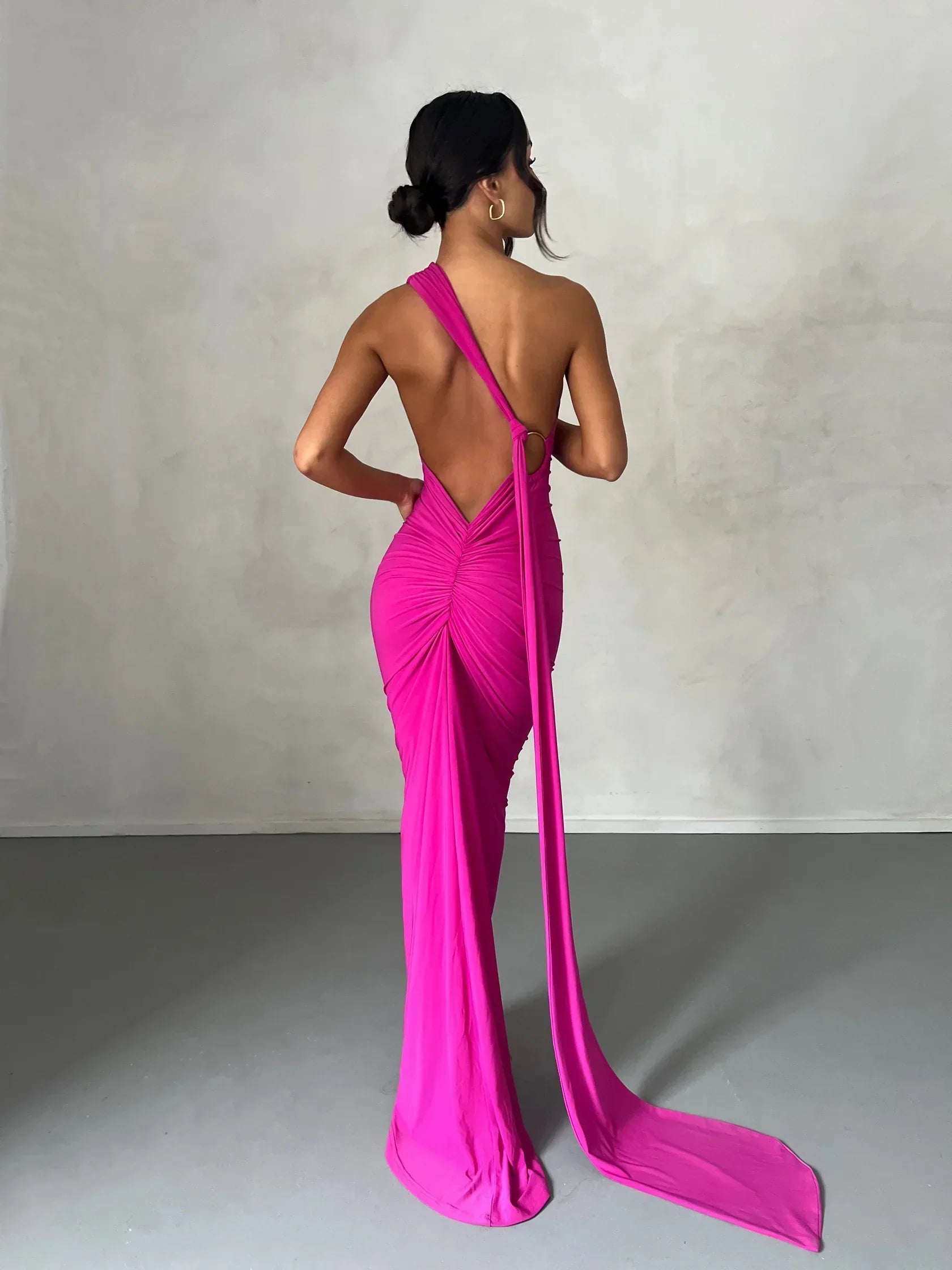Tina | Versatile Sash One-Shoulder Grecian Maxi Dress