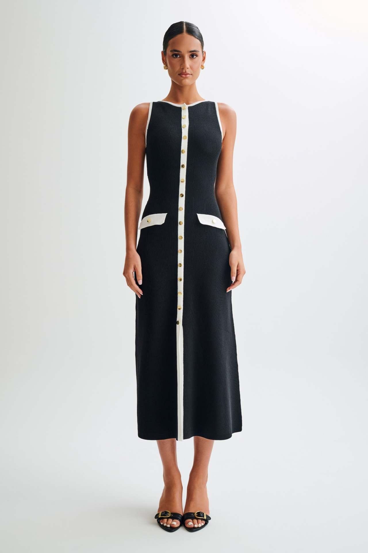 Gabriella | Sleeveless Ribbed Button-Down Maxi Dress