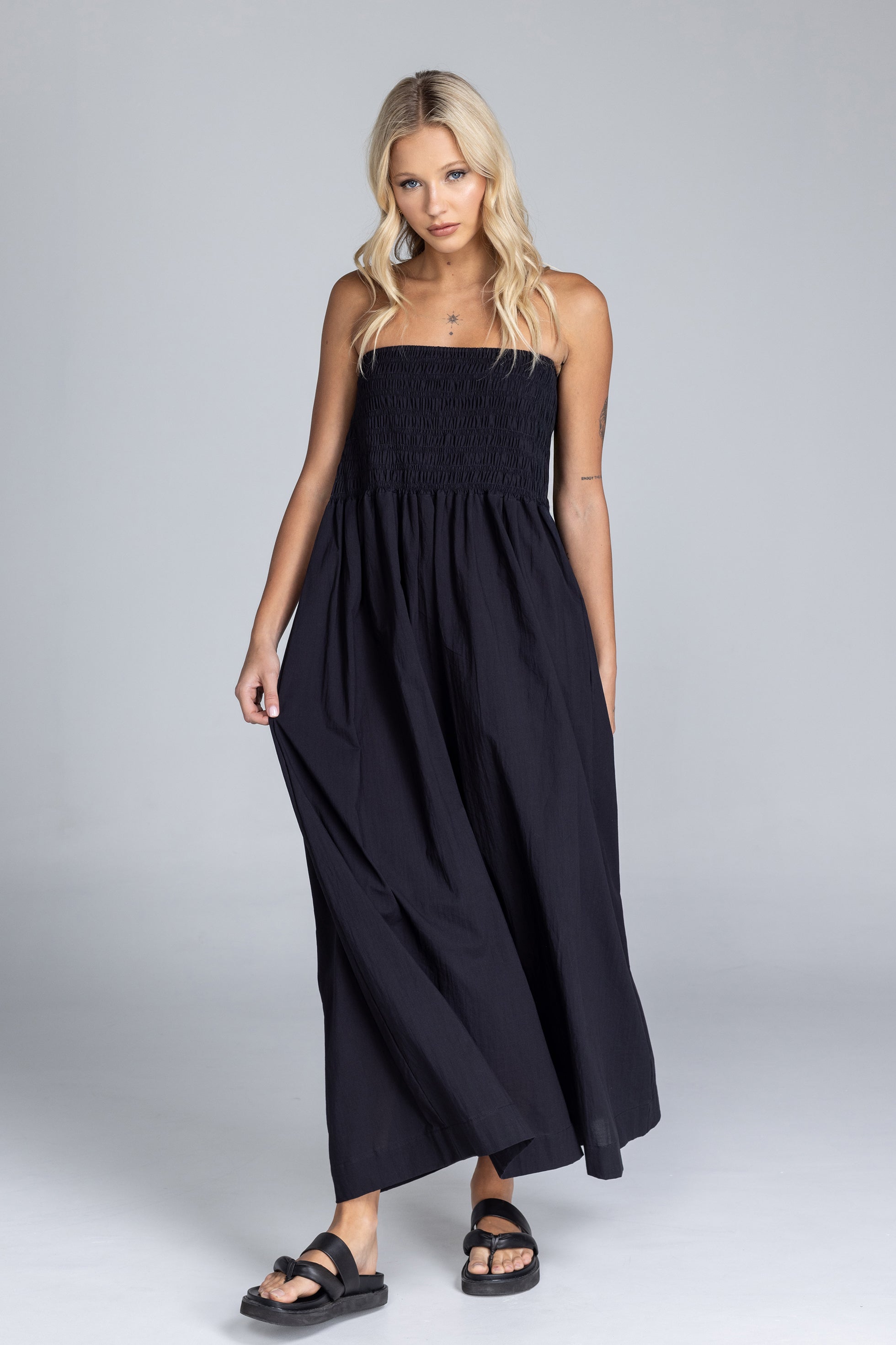 Carmelita | Strapless Shirred Maxi Dress