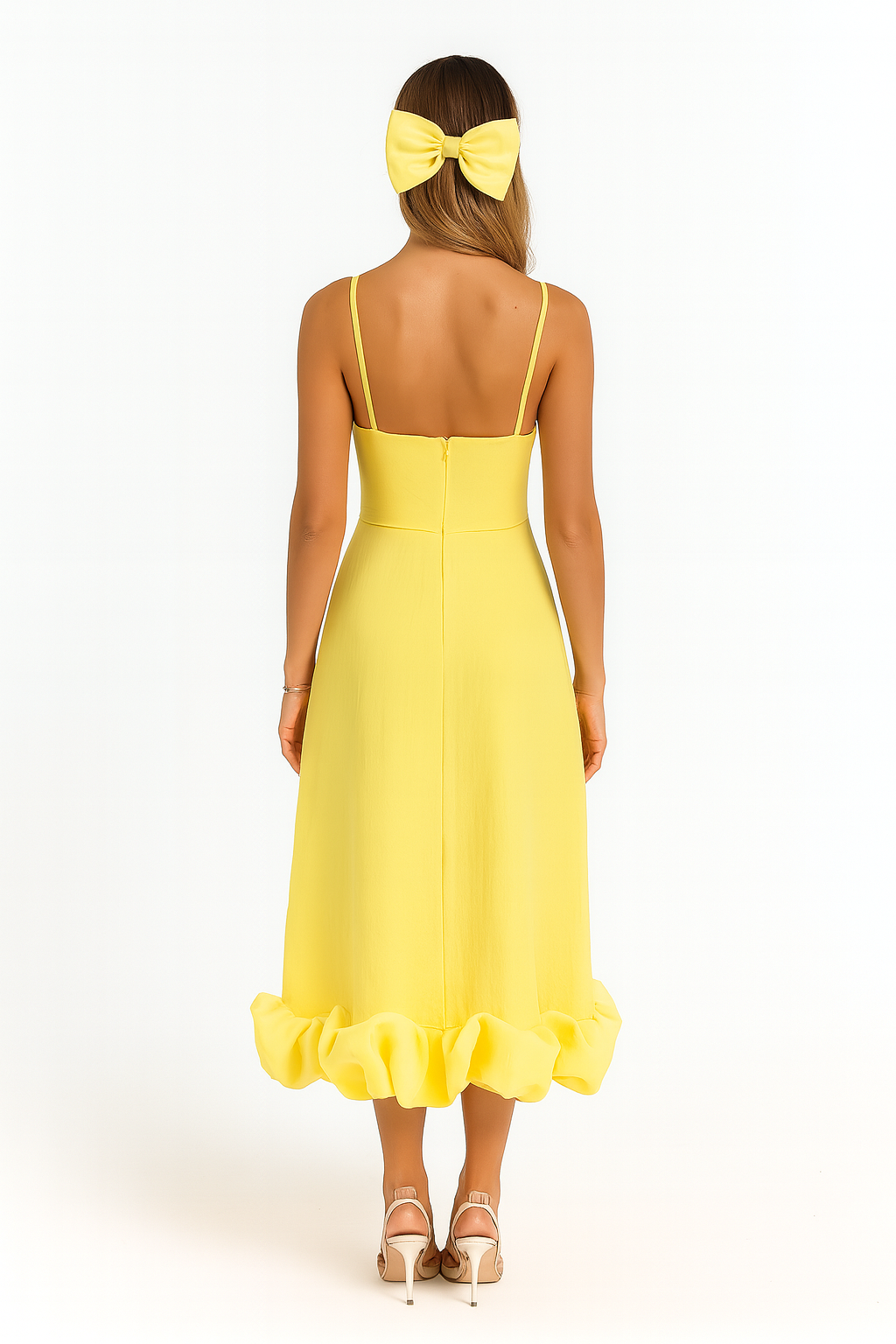 Adina | Soft Chiffon Ruffle Hem Midi Dress