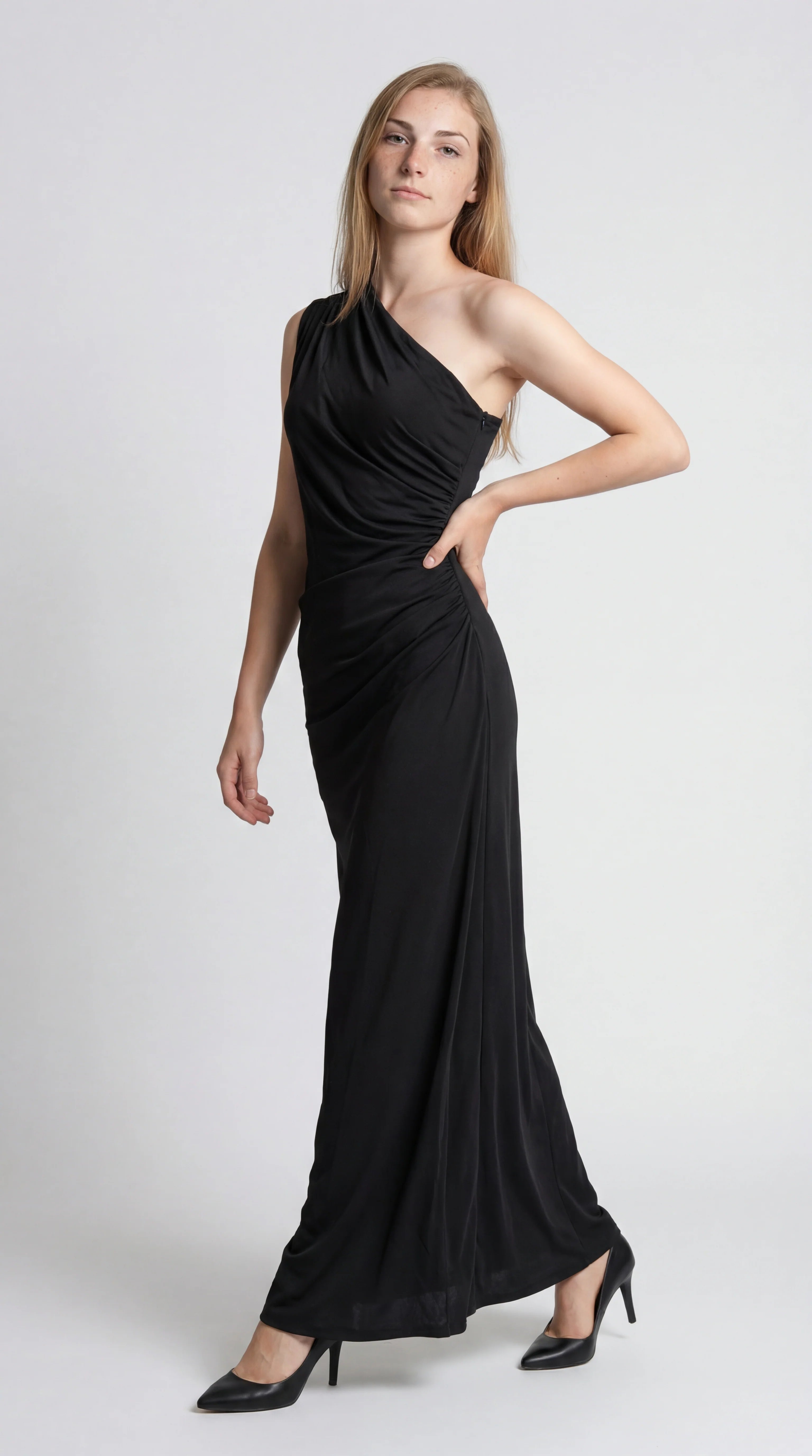 Aurora | Asymmetric Draped One-Shoulder Maxi Dress