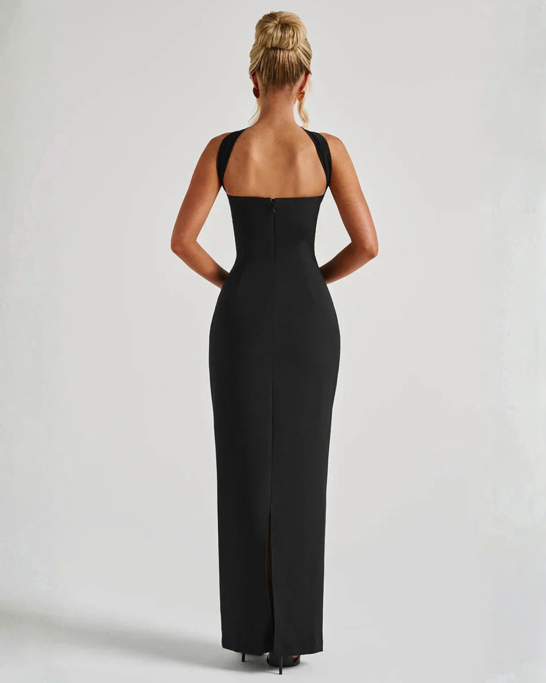 Ella | Strapless Sculpting Maxi Dress with Removable Mesh Scarf