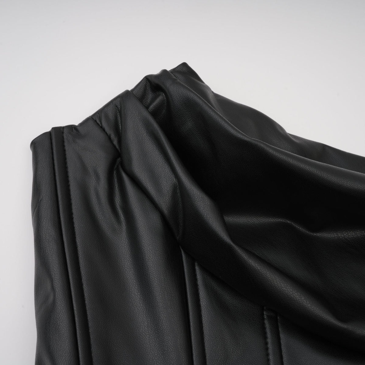 Agnes | Textured Faux Leather Off-the-Shoulder Mini Dress