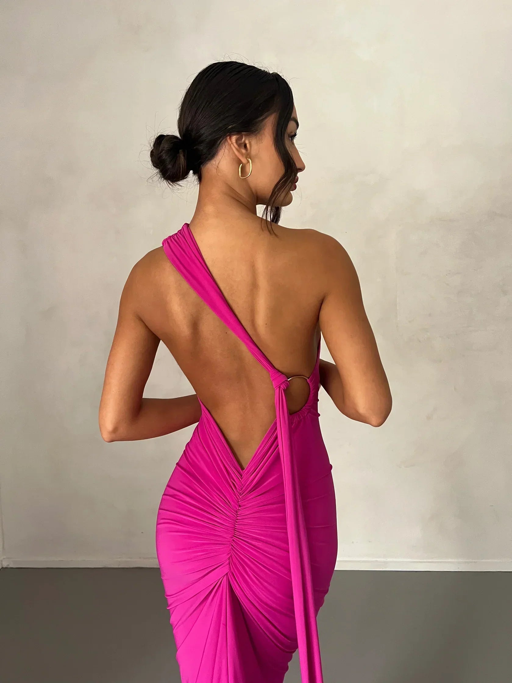 Tina | Versatile Sash One-Shoulder Grecian Maxi Dress