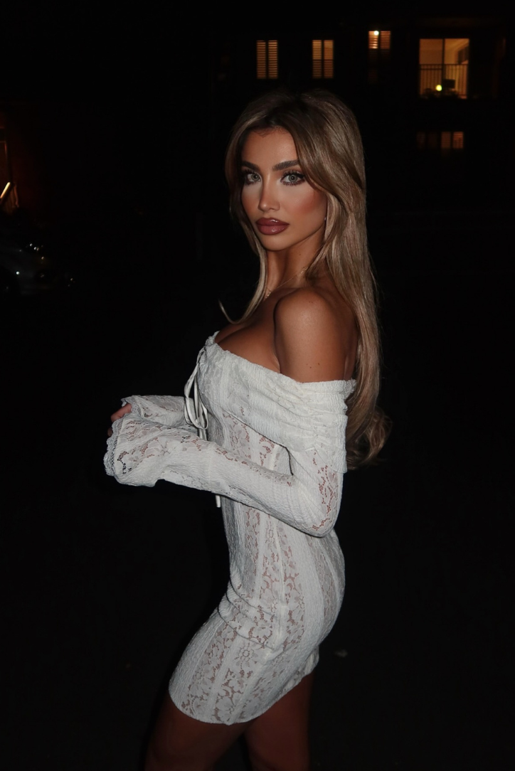 Ava | Romantic Bell Sleeve Off-Shoulder Lace Mini Dress