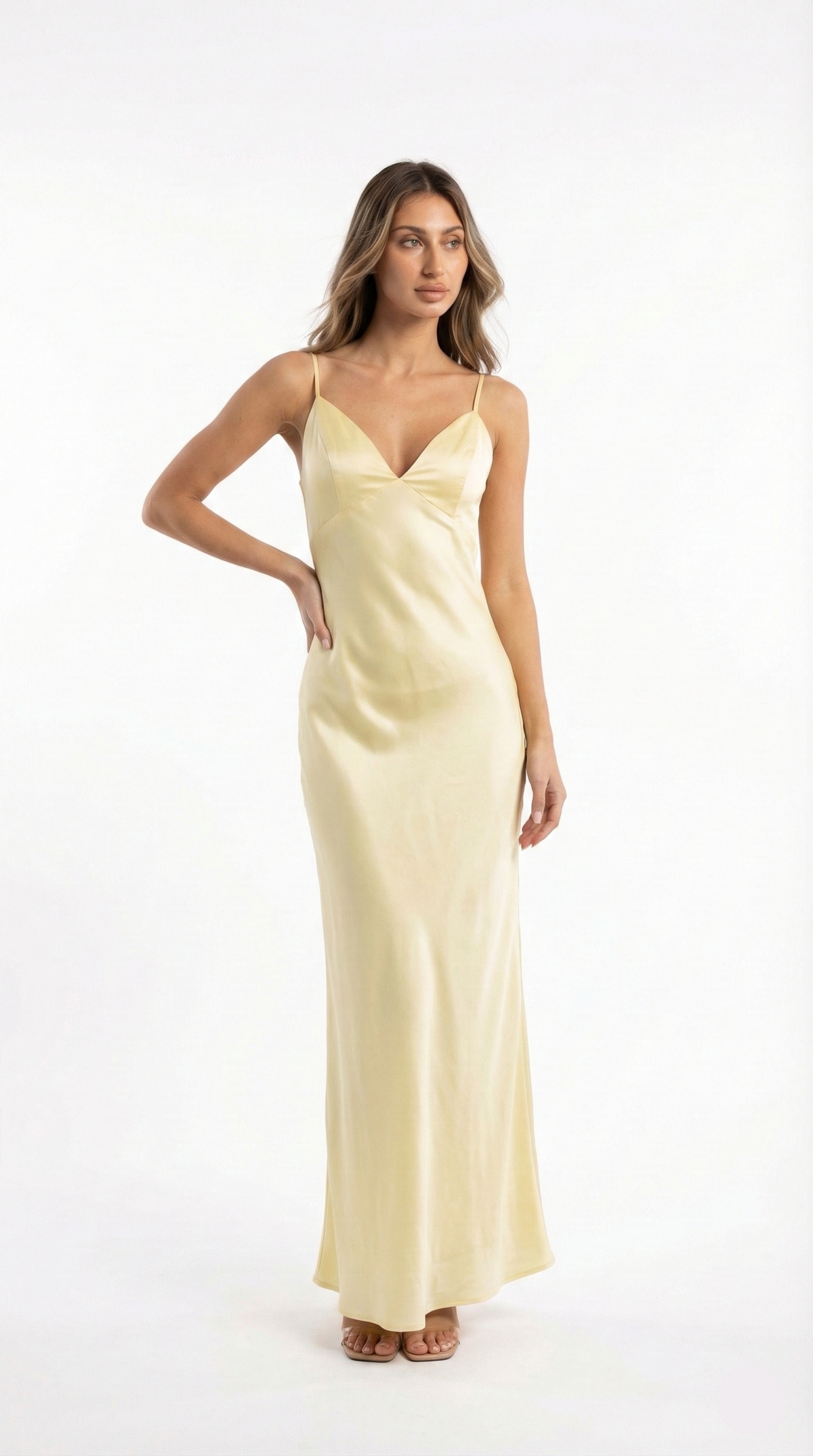 Lumière |Timeless Silk-Finish Lumière Luminous Slip Maxi Dress