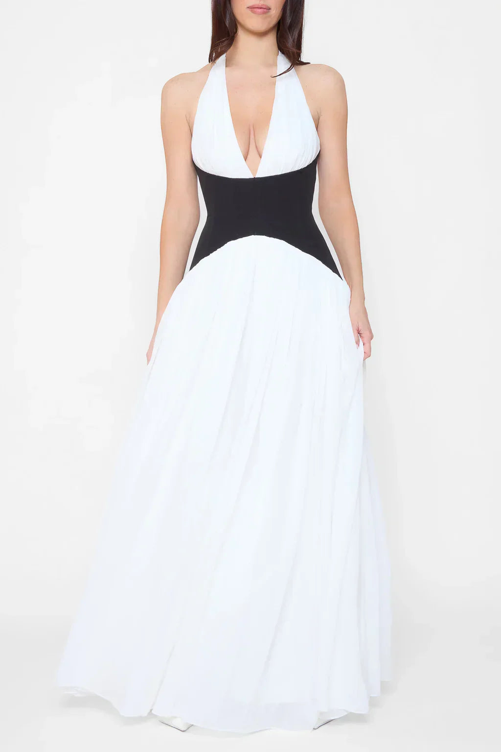 Leia | Sculpting Corset Waist Plunge Halterneck Maxi Dress