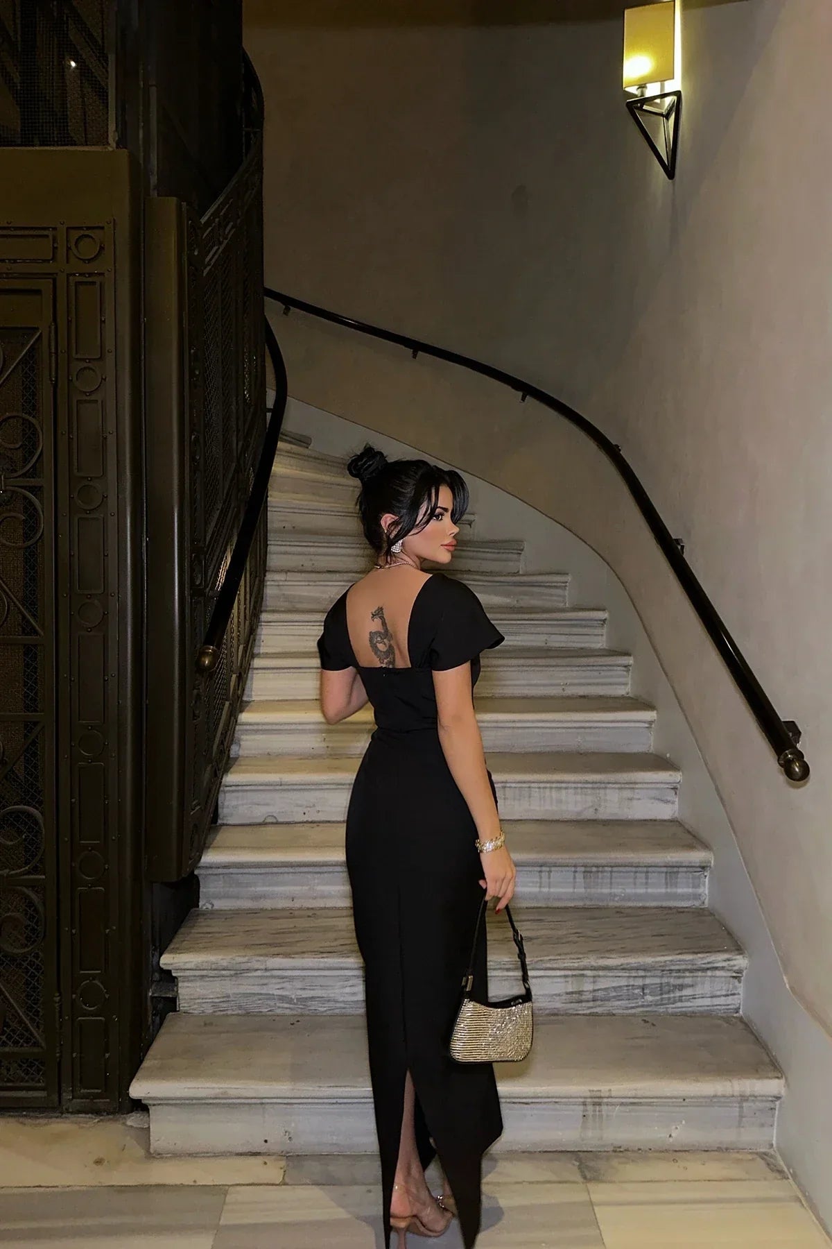 Keira | Women's Square-Neck Shoulder-Drape Bodycon Maxi Dress