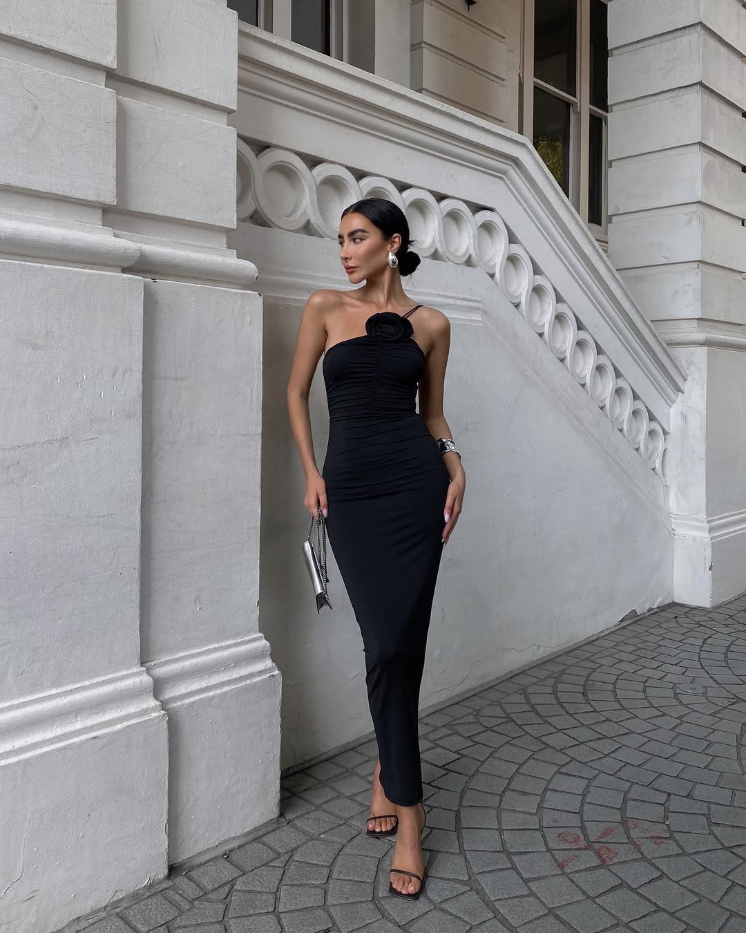 Kennedy | Women's Black Sleeveless Sophisticated Floral Maxi Dress