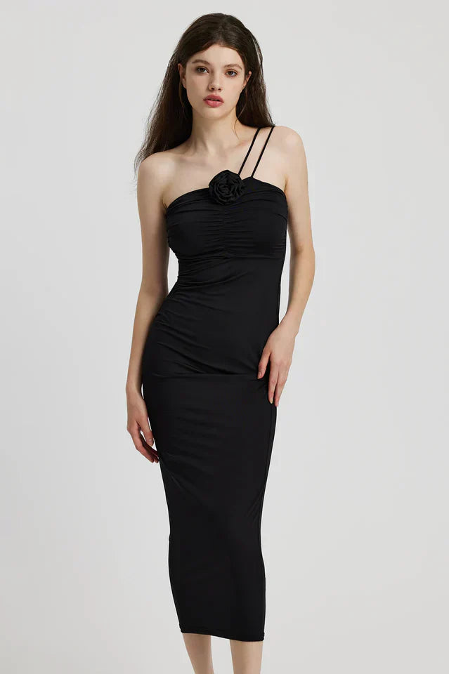 Kennedy | Women's Black Sleeveless Sophisticated Floral Maxi Dress