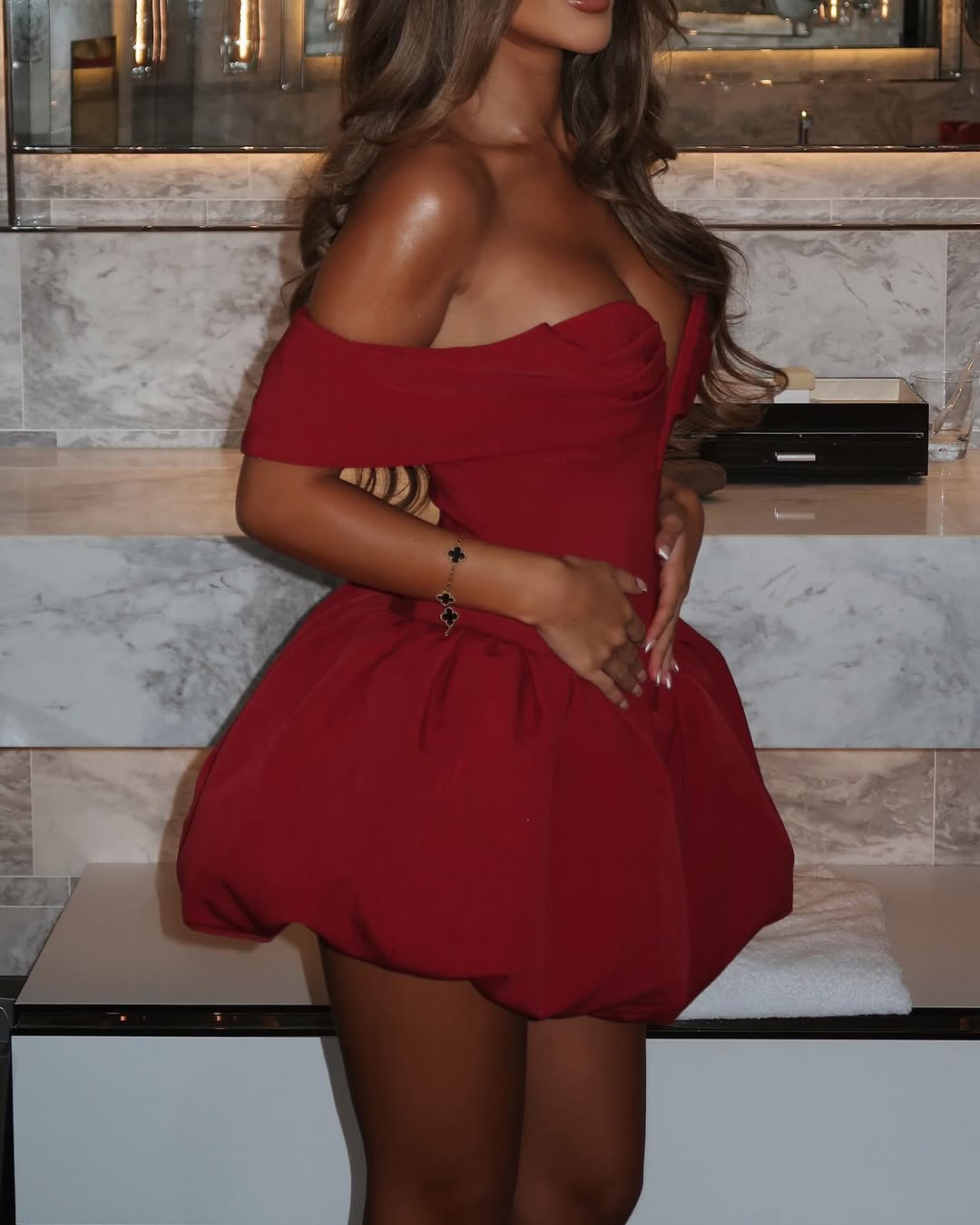 Nina | Women's Off-Shoulder Bubble Mini Cocktail Dress