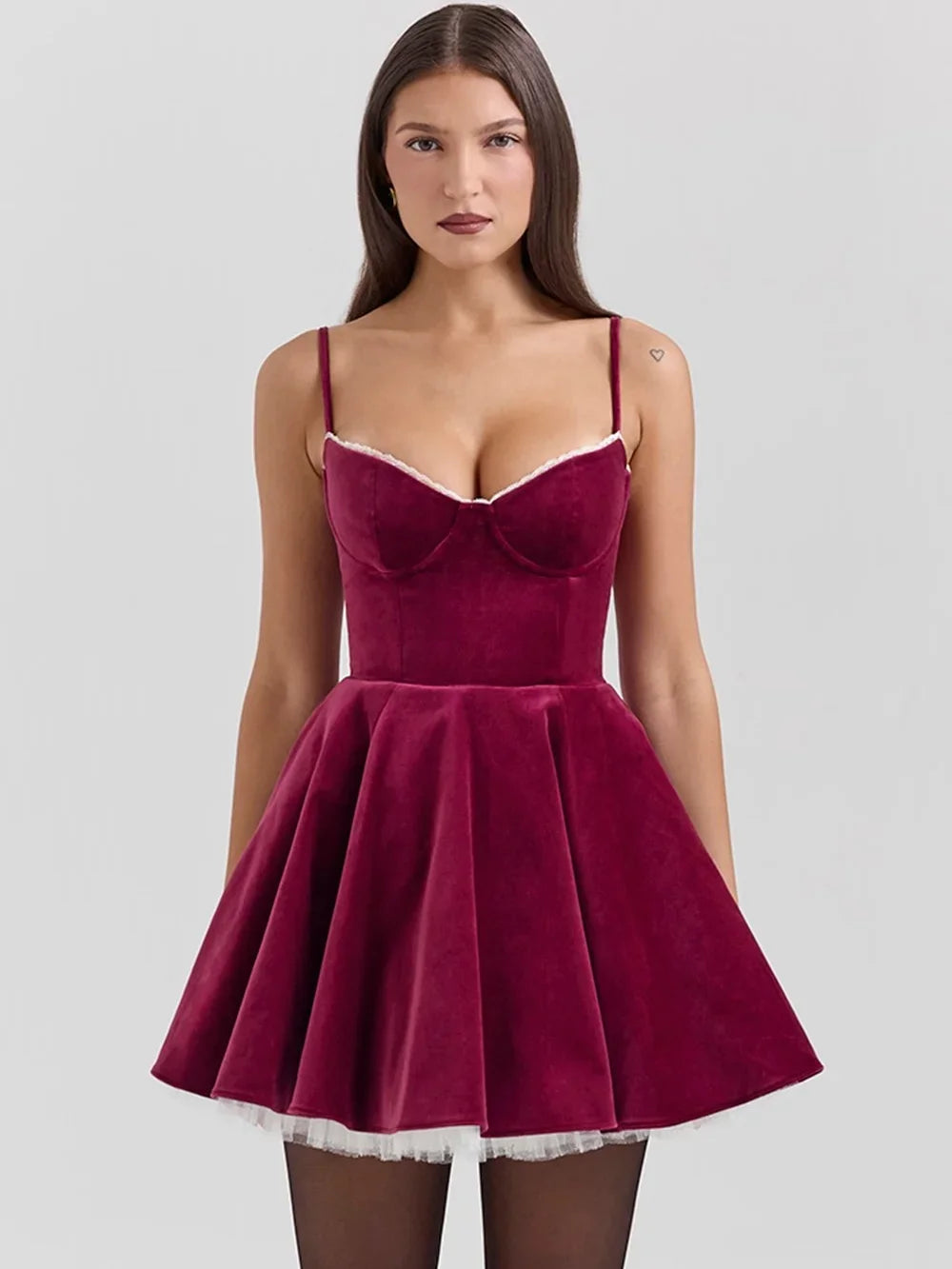 Bonnie | Women's Burgundy Sleeveless Velvet Mini Party Dress