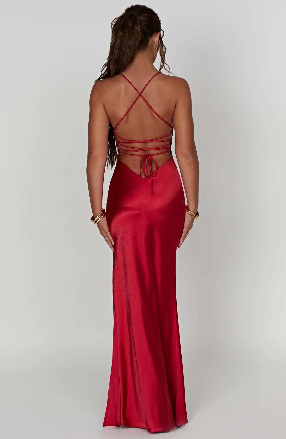 Daisy | Satin Plunge Maxi Dress with Thigh-High Split