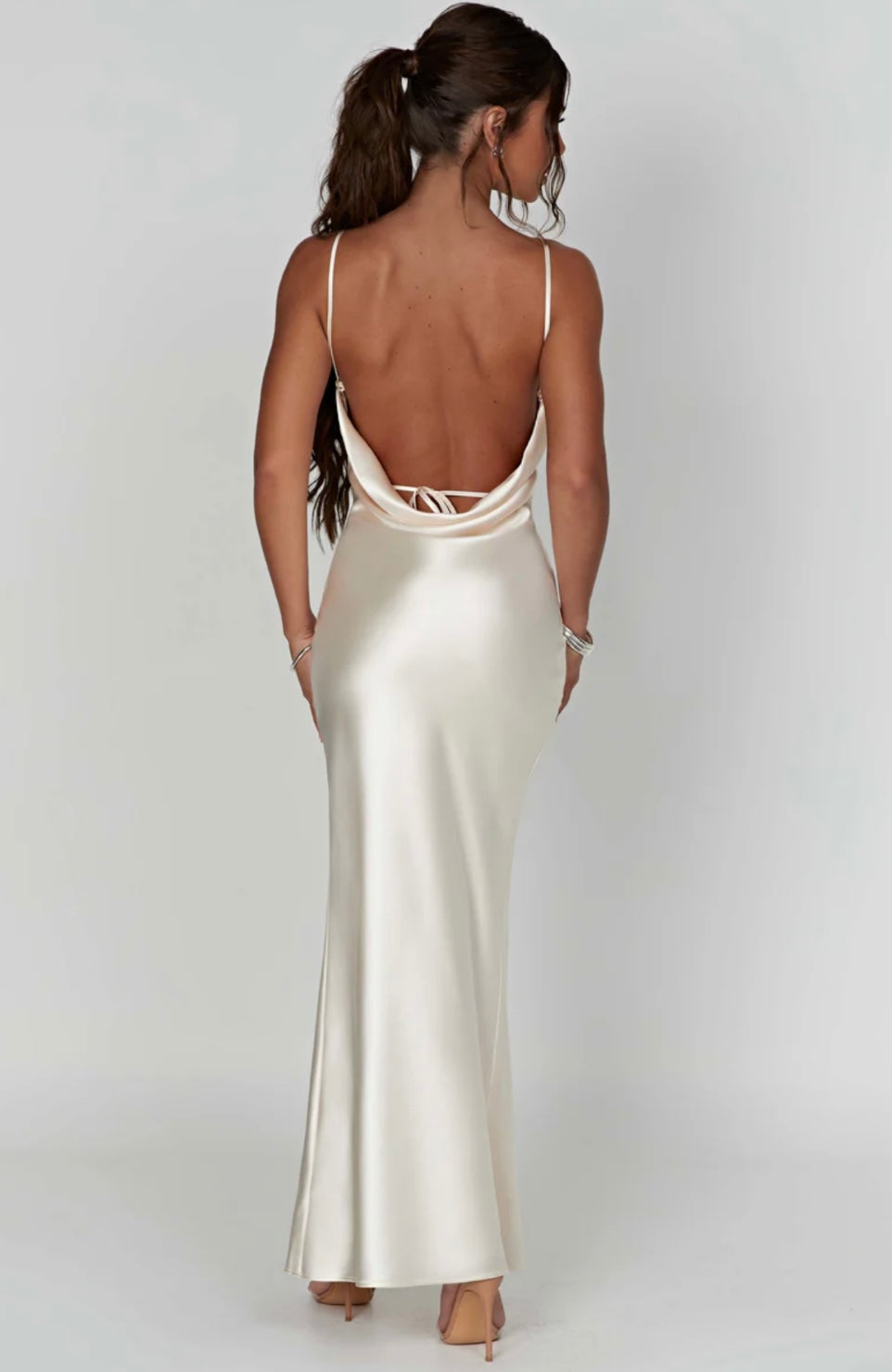 Sarina | Cowl Neck Low Back Maxi Dress with Thigh-High Split