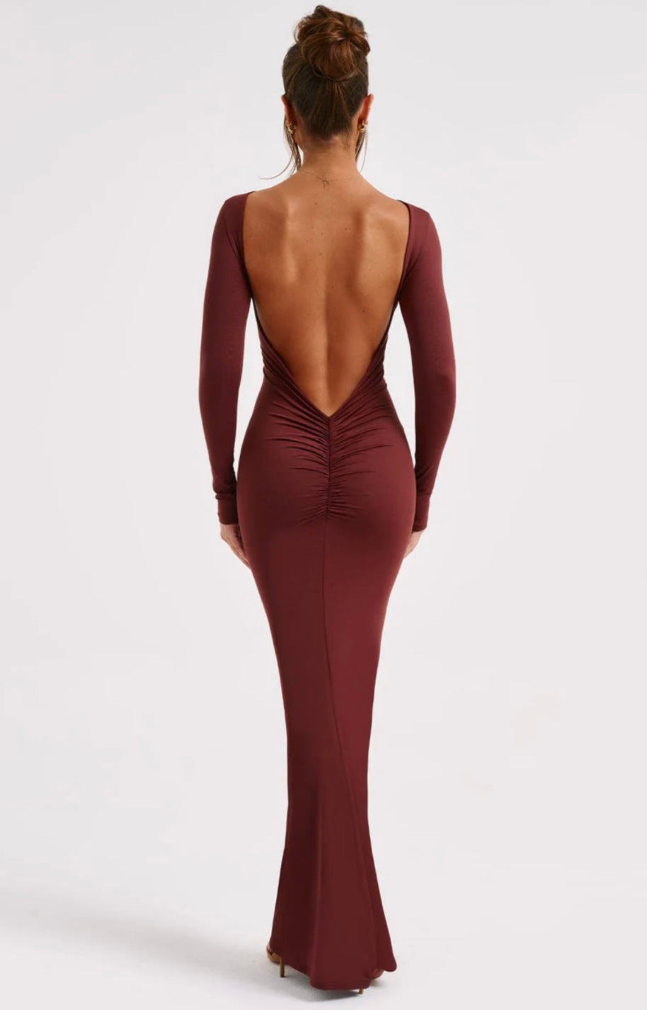 Vivienne | Sculpting Long Sleeve High Neck Open Back Maxi Dress