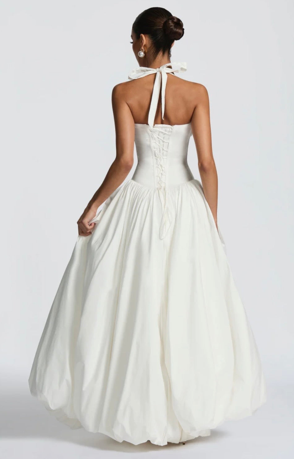 Rosalee | Sculpted Bodice Halter Maxi Dress with Side Split