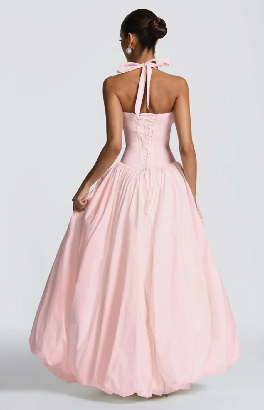 Rosalee | Sculpted Bodice Halter Maxi Dress with Side Split