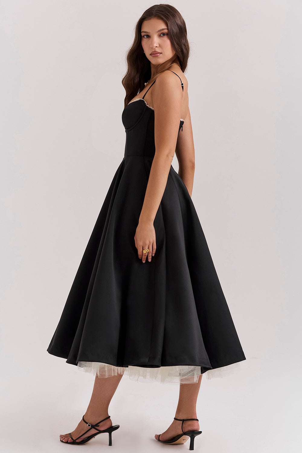 Daisy | Structured Bodice Luxurious Satin Corset Midi Dress