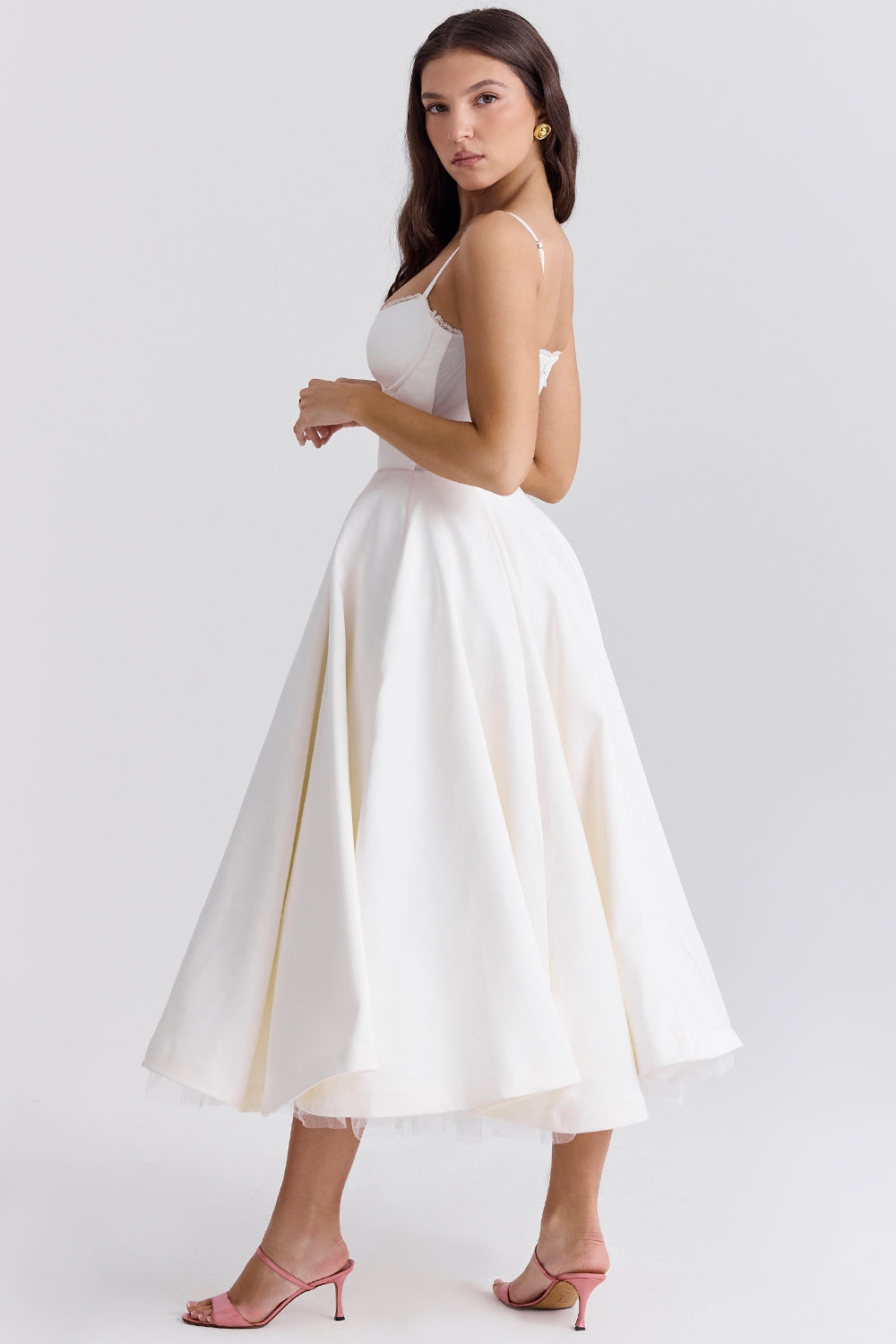 Daisy | Structured Bodice Luxurious Satin Corset Midi Dress