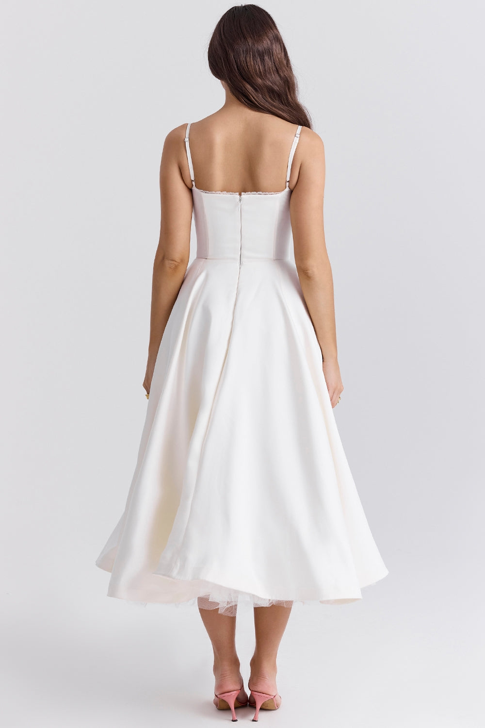 Daisy | Structured Bodice Luxurious Satin Corset Midi Dress