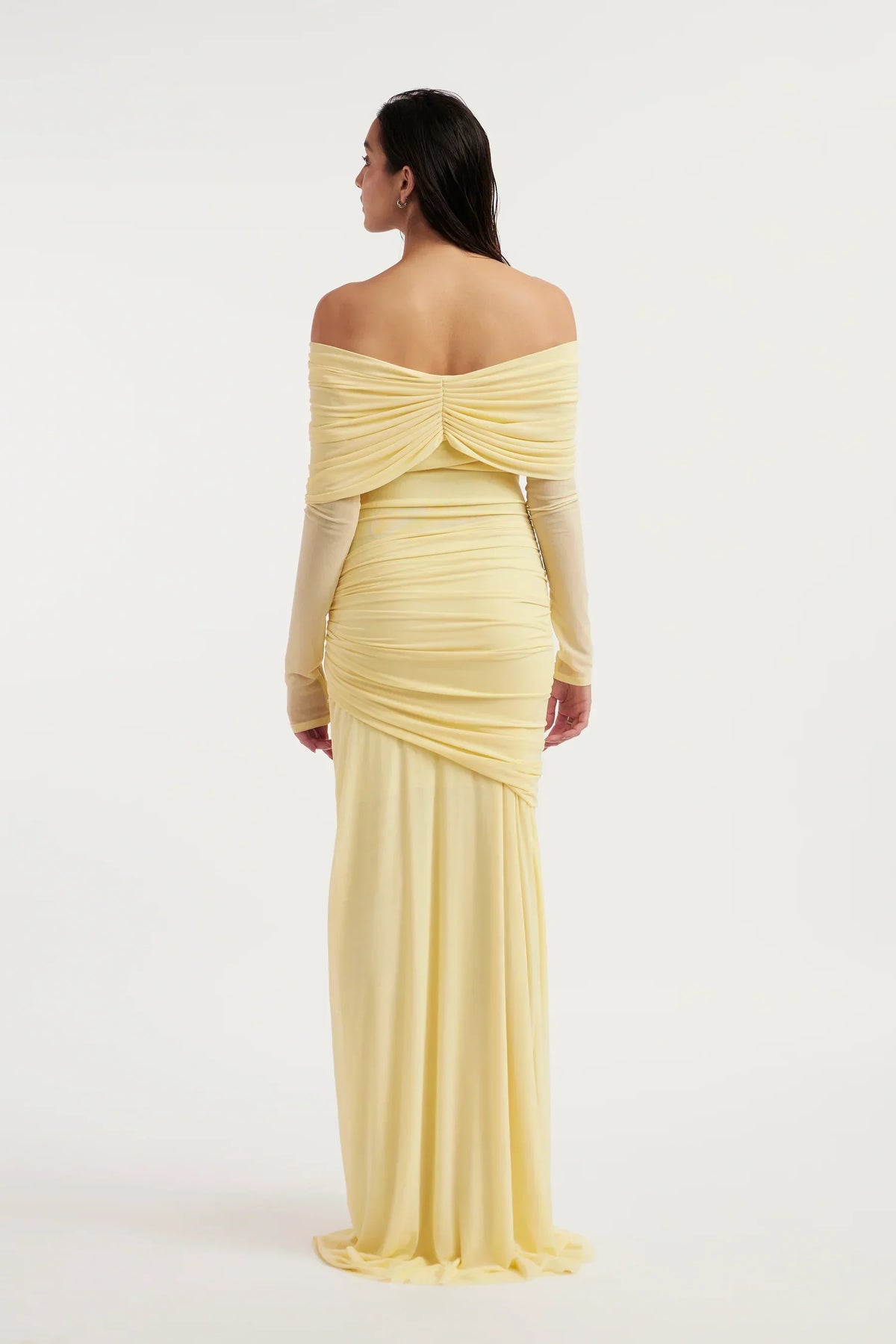 Helena | Off-The-Shoulder Mesh Drape Maxi Dress