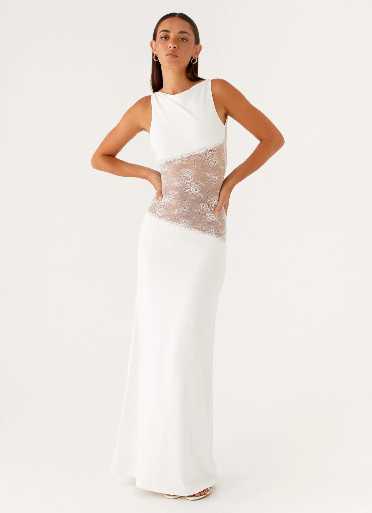 Lucinda | Open Back Lace Panel Maxi Dress