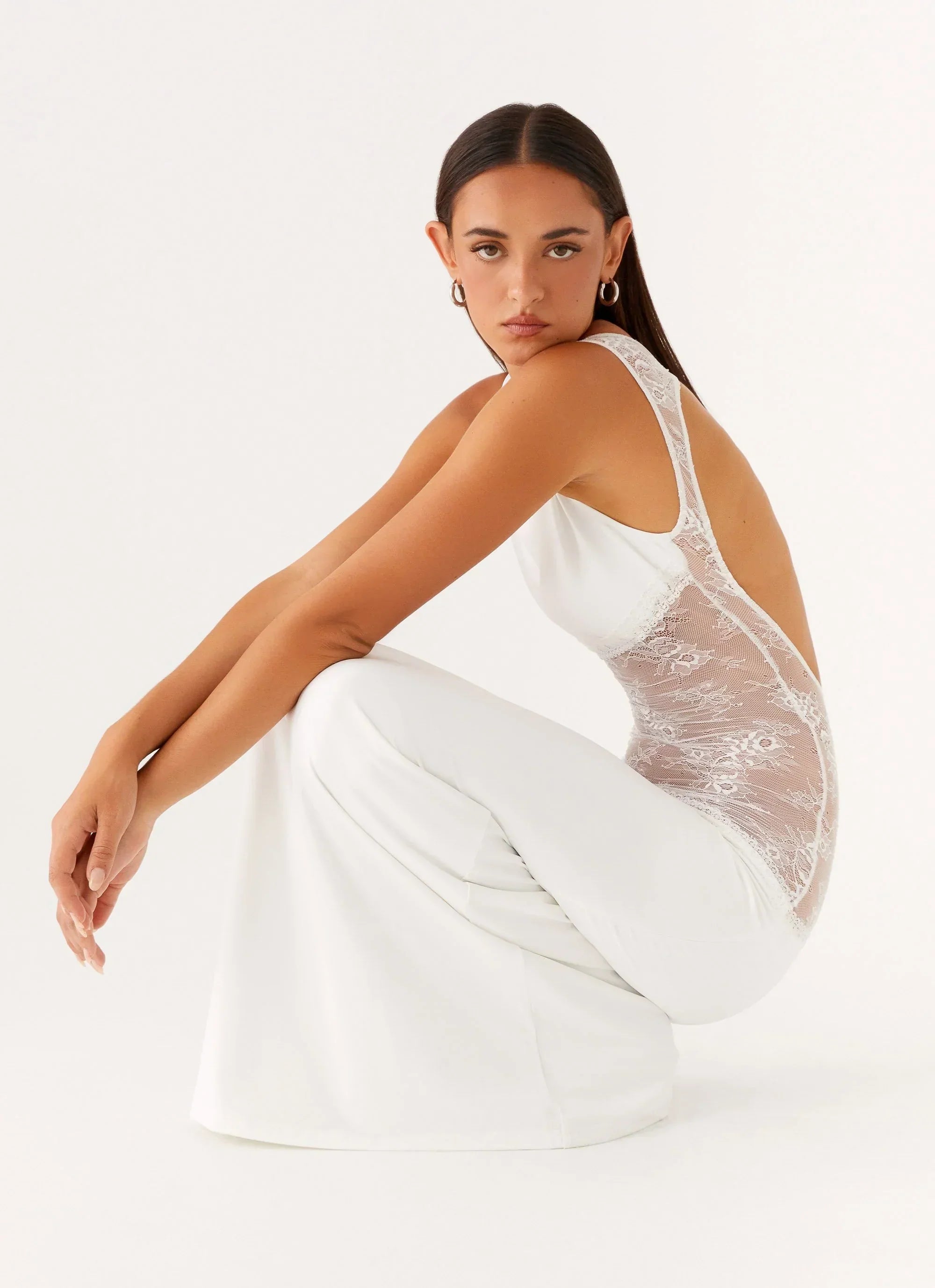 Lucinda | Open Back Lace Panel Maxi Dress