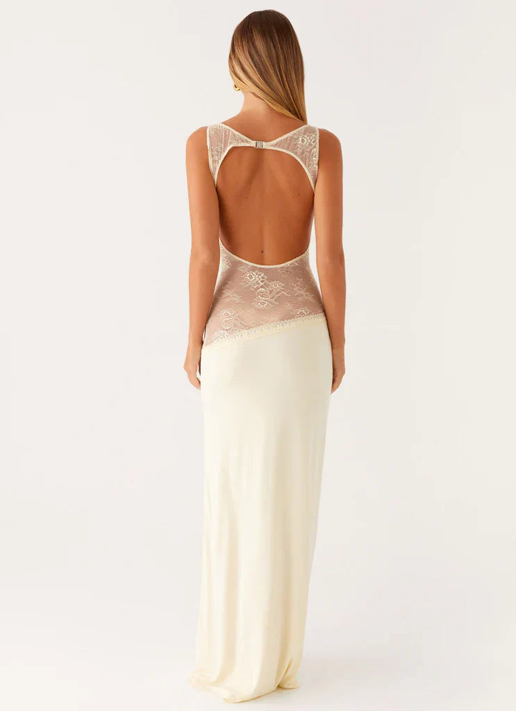 Lucinda | Open Back Lace Panel Maxi Dress