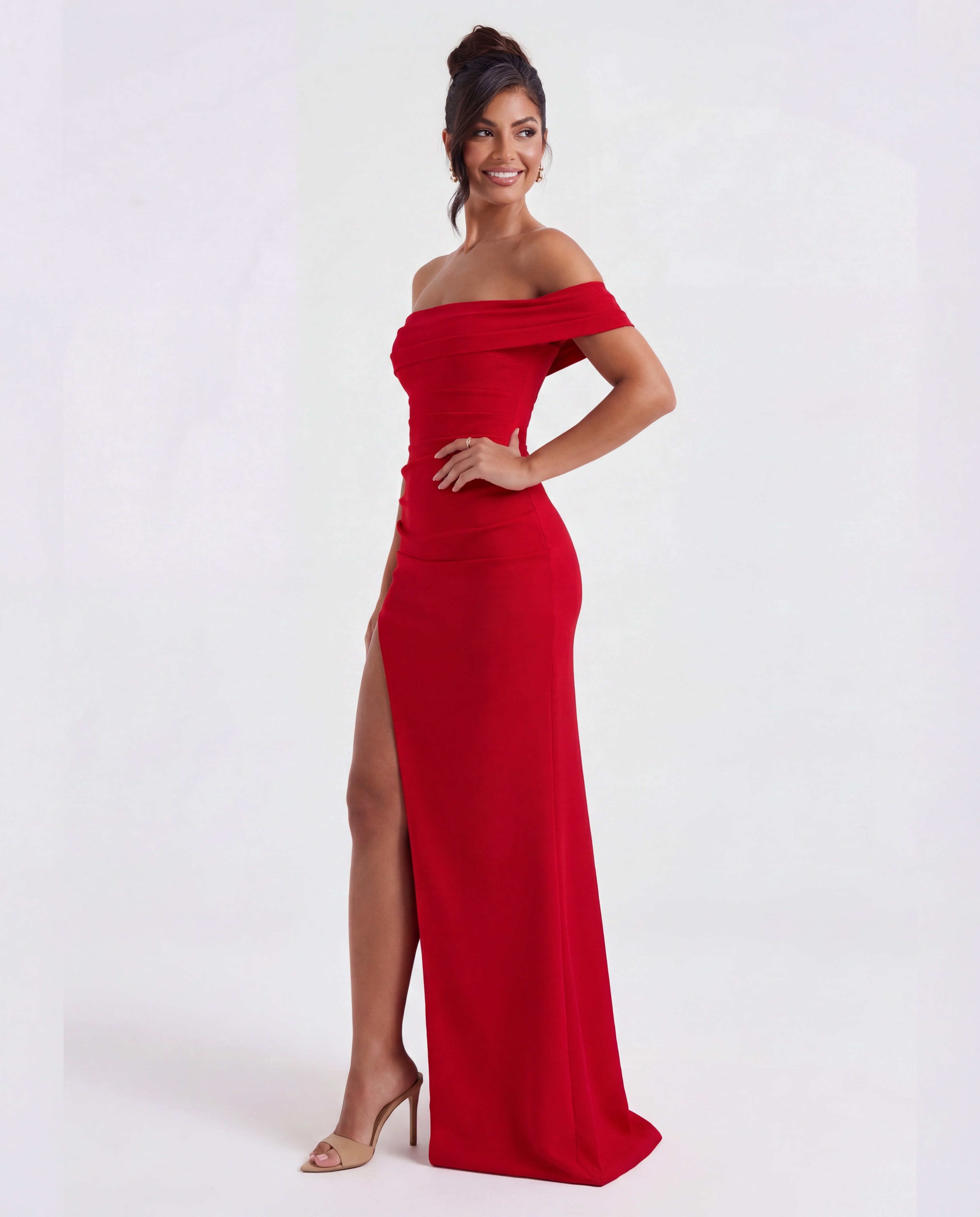 Belle | Bodycon Off-Shoulder Ruched Maxi Dress
