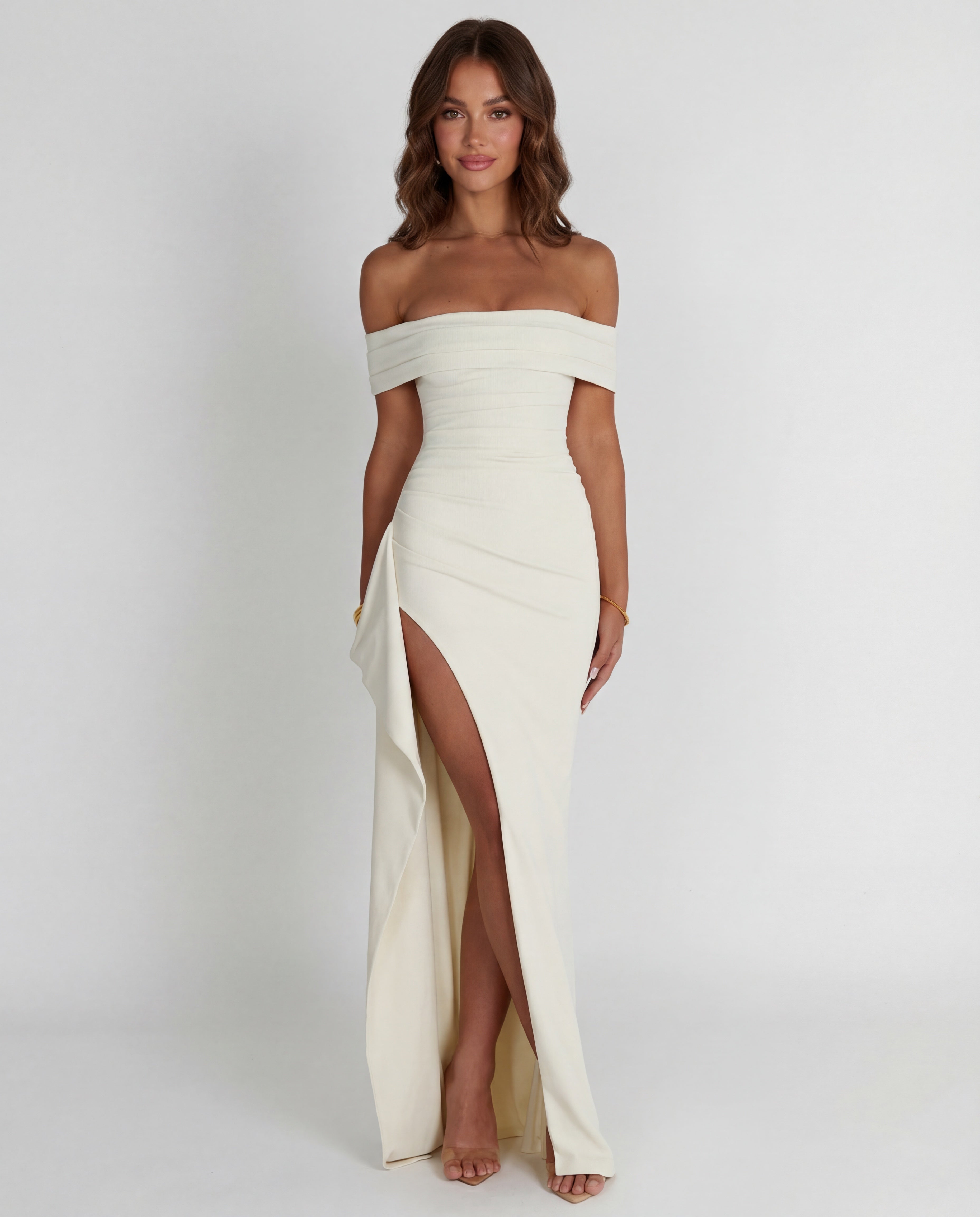 Belle | Bodycon Off-Shoulder Ruched Maxi Dress