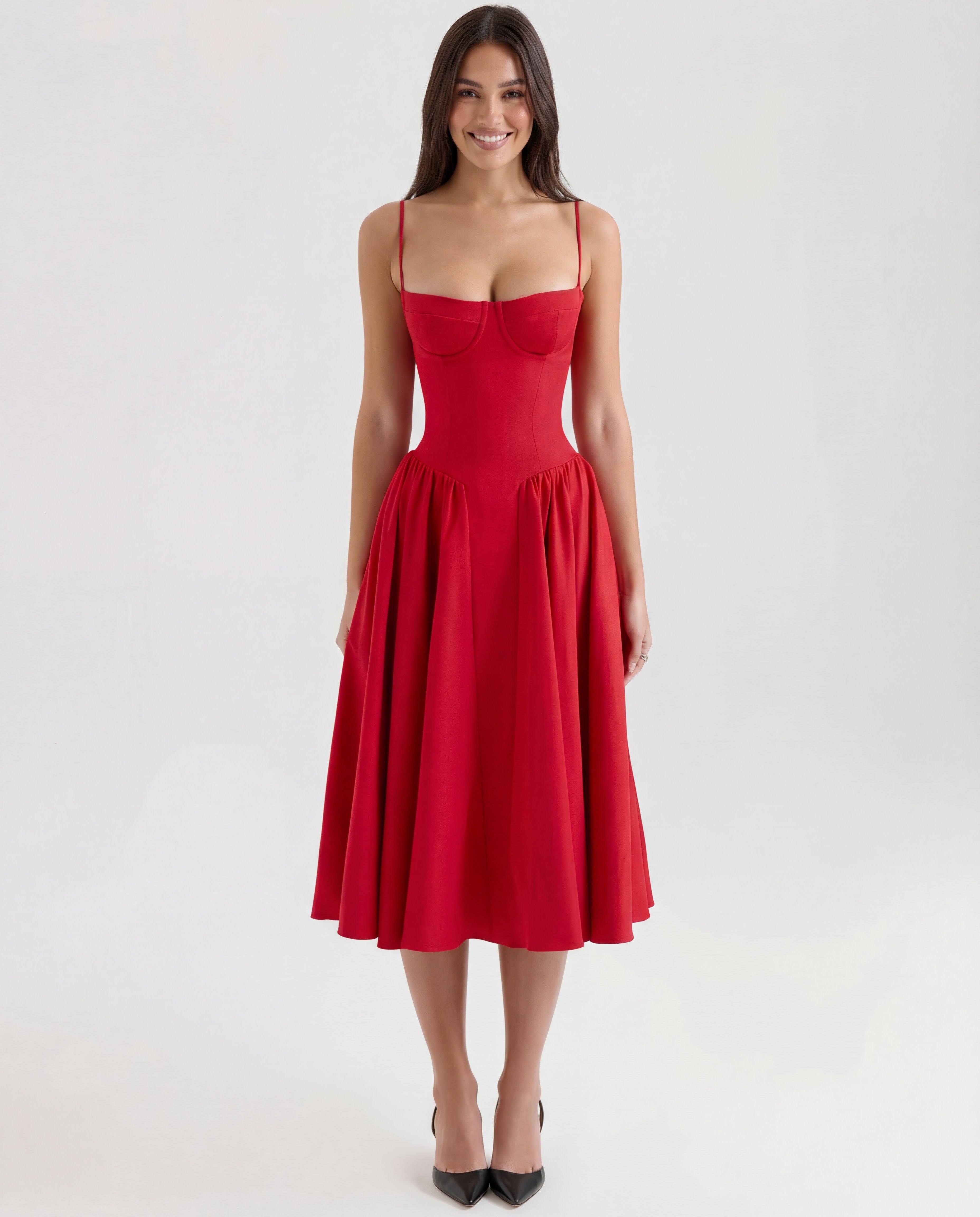 Amaria | Underwired Sweetheart Neckline Corset Midi Dress