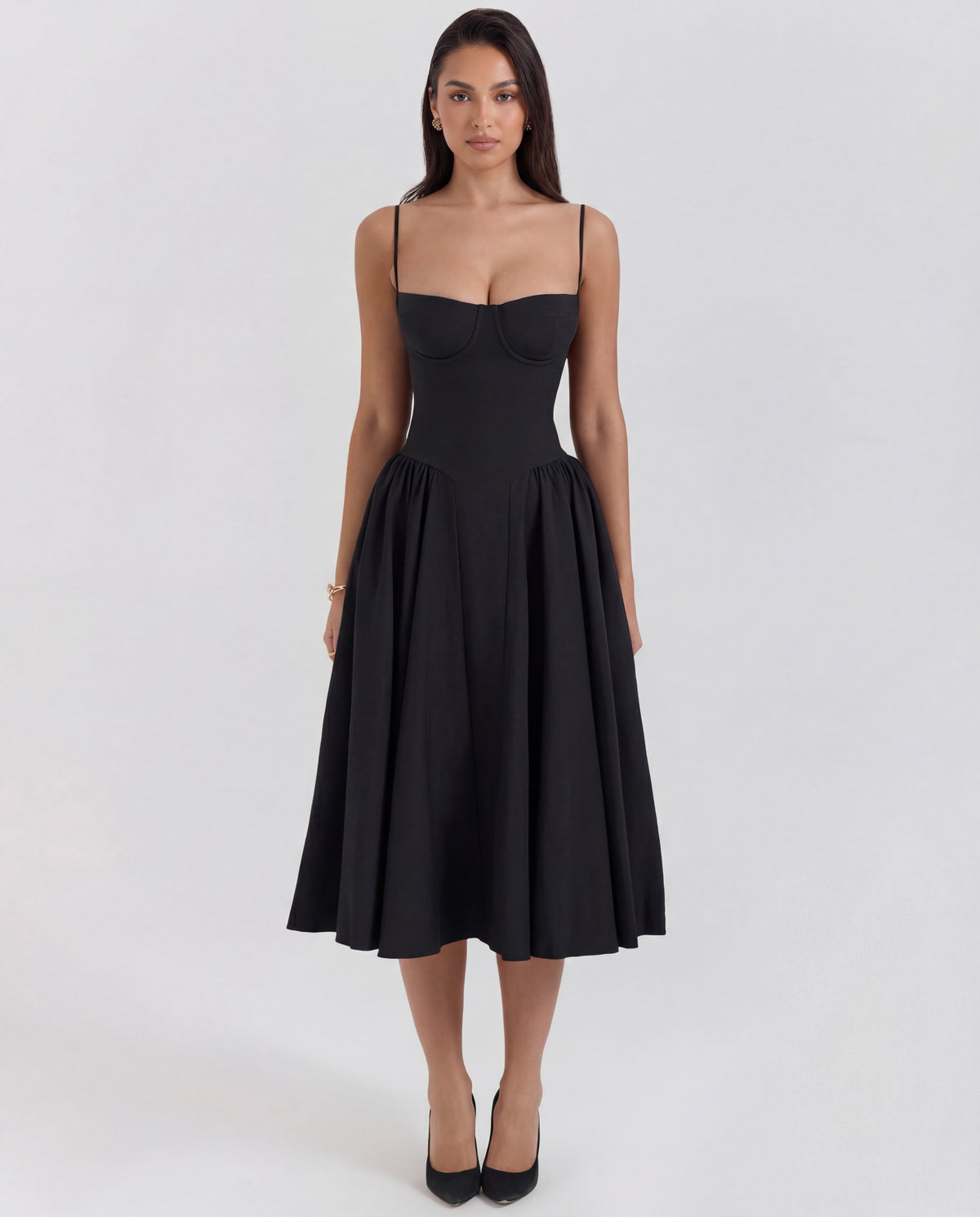 Amaria | Underwired Sweetheart Neckline Corset Midi Dress