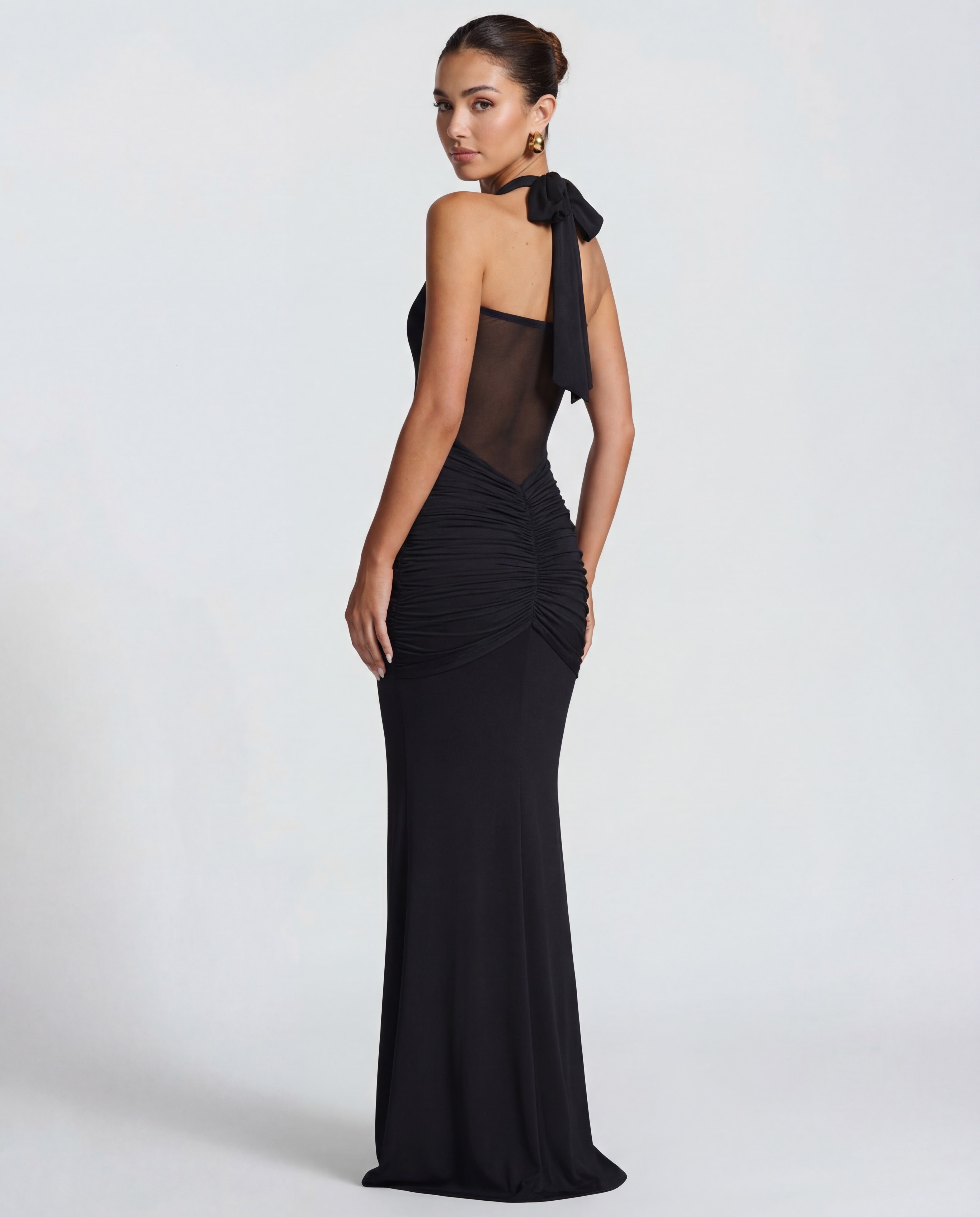 Valentina | Twisted Bust Sheer Mesh Maxi Dress