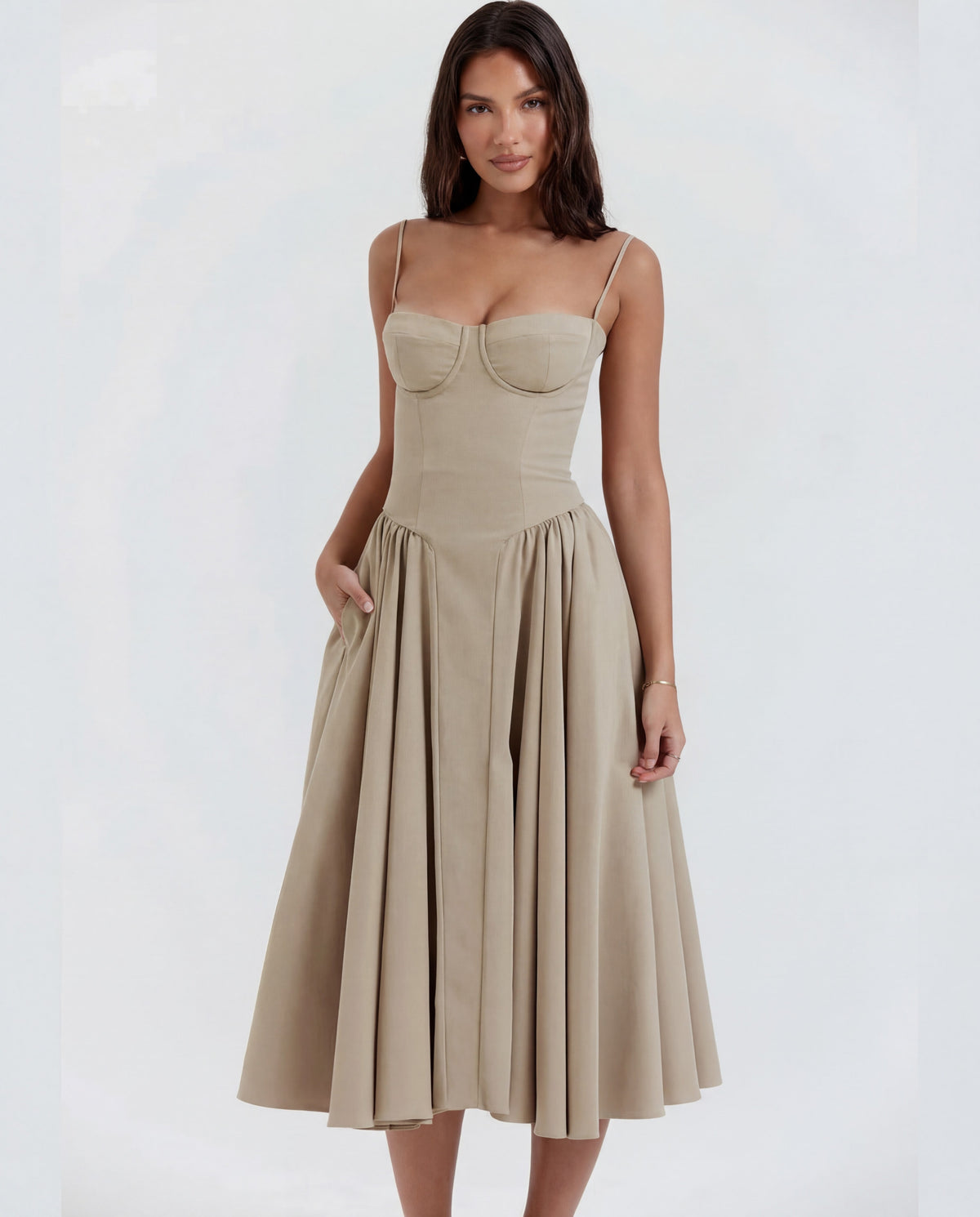 Amaria | Underwired Sweetheart Neckline Corset Midi Dress