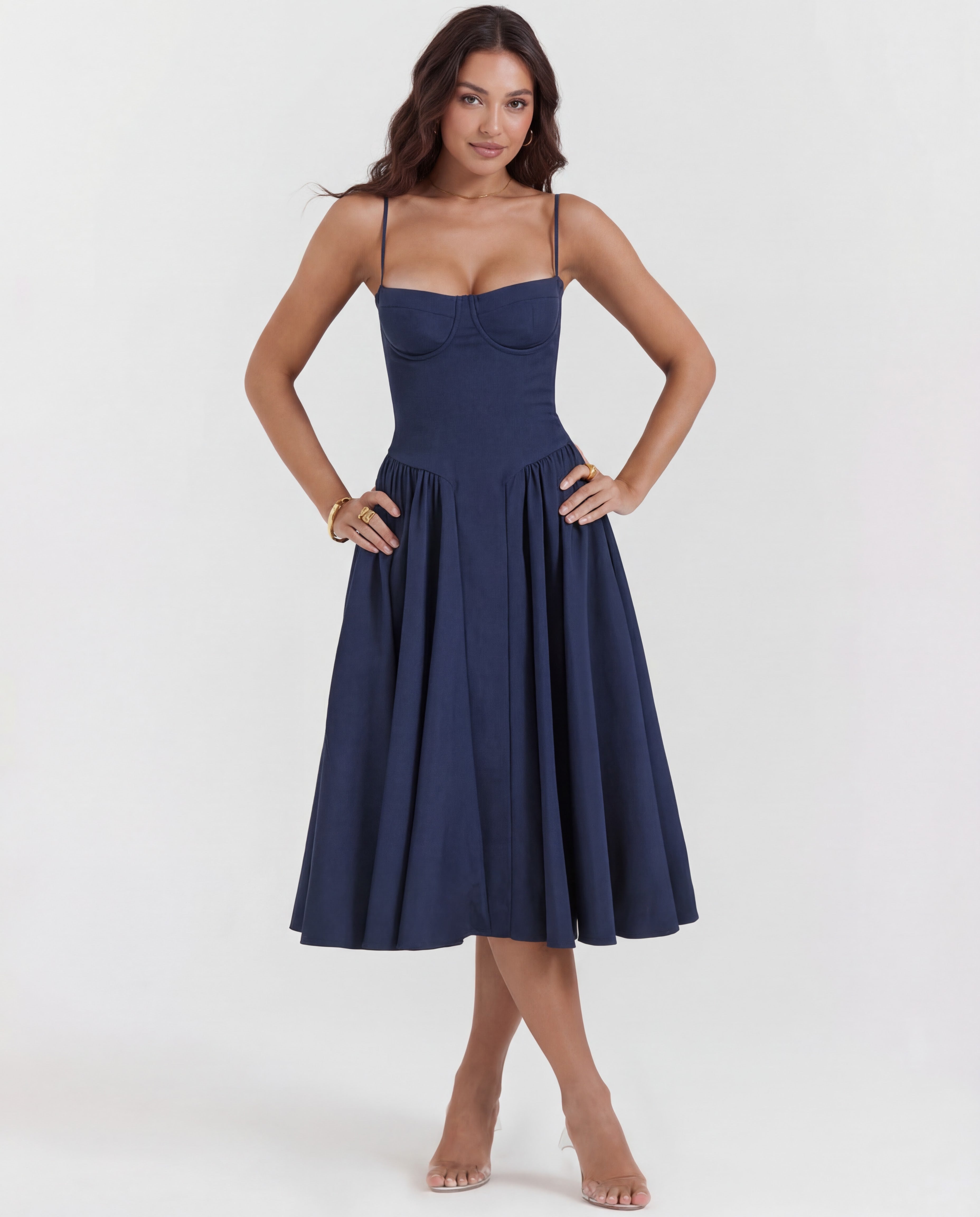 Amaria | Underwired Sweetheart Neckline Corset Midi Dress