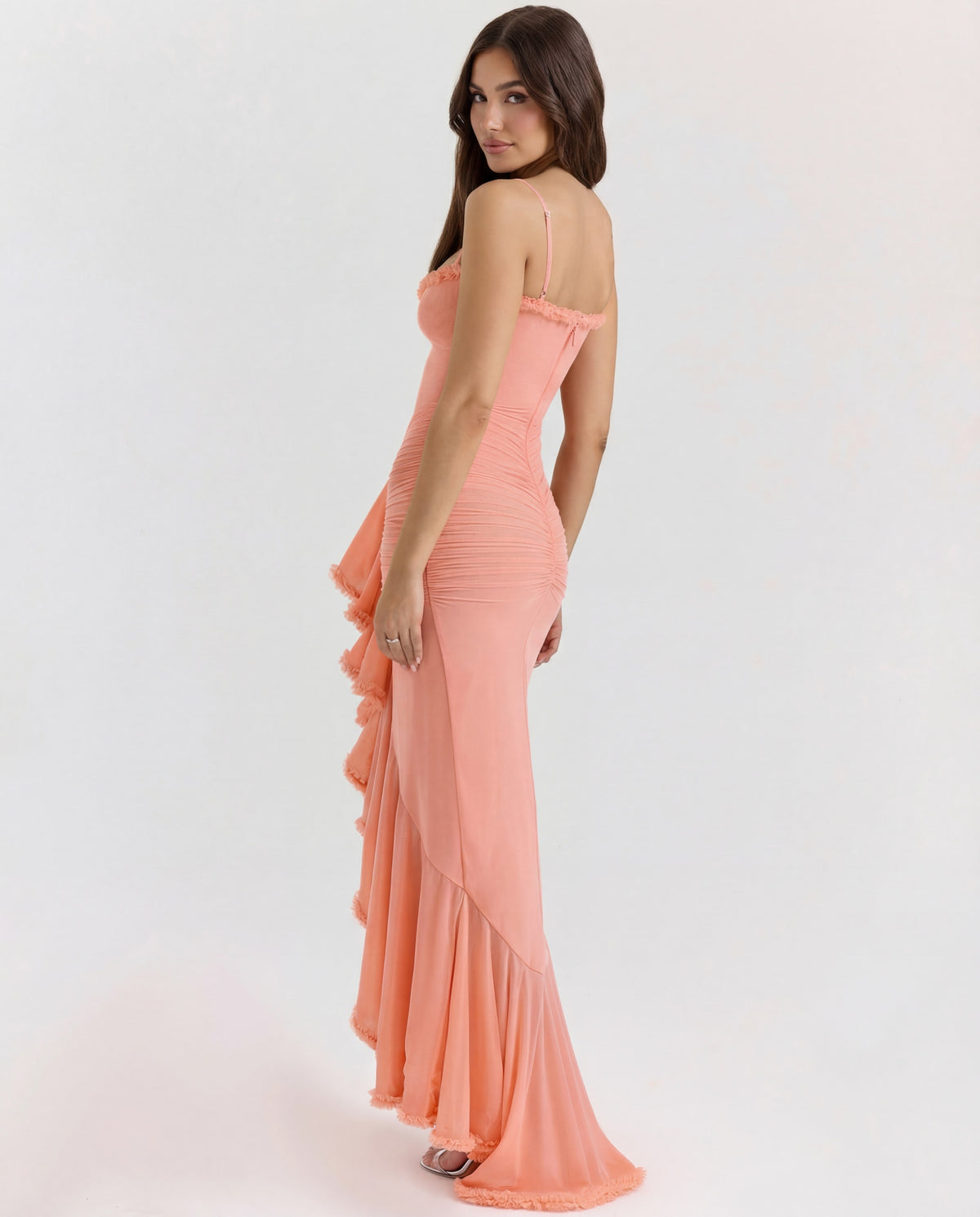 Mona | Cascading Ruffle Sweetheart Ruched Maxi Dress