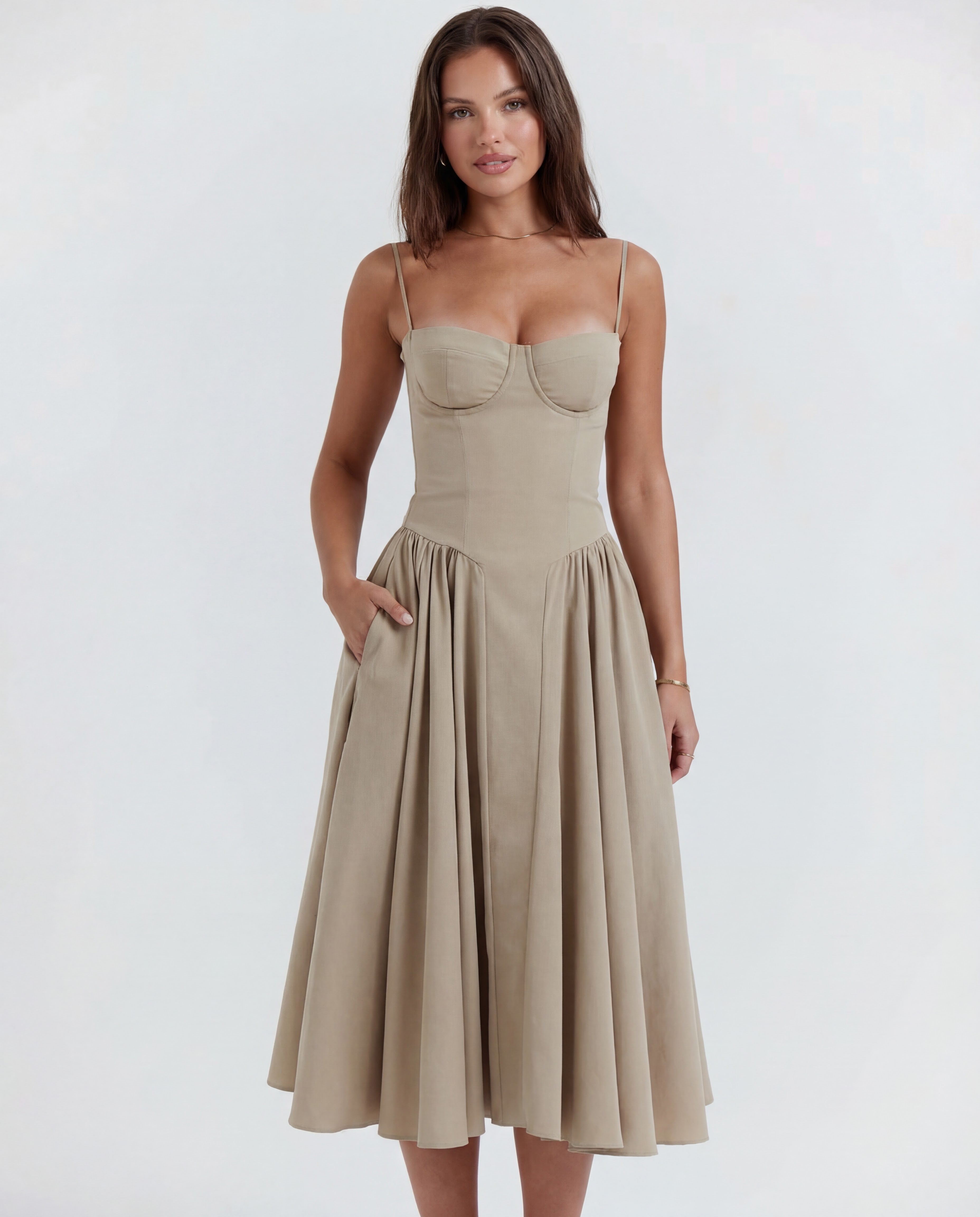 Amaria | Underwired Sweetheart Neckline Corset Midi Dress