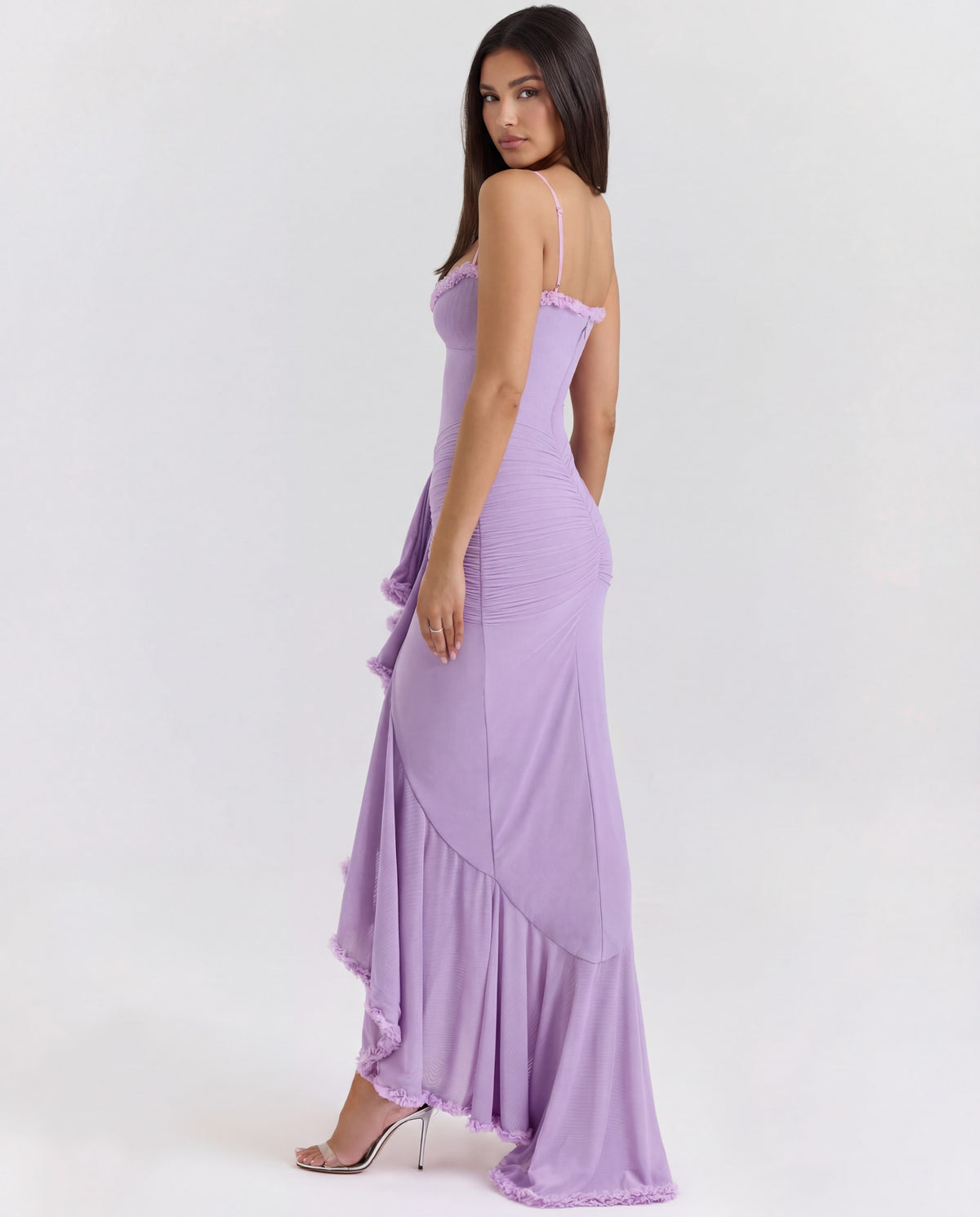 Mona | Cascading Ruffle Sweetheart Ruched Maxi Dress