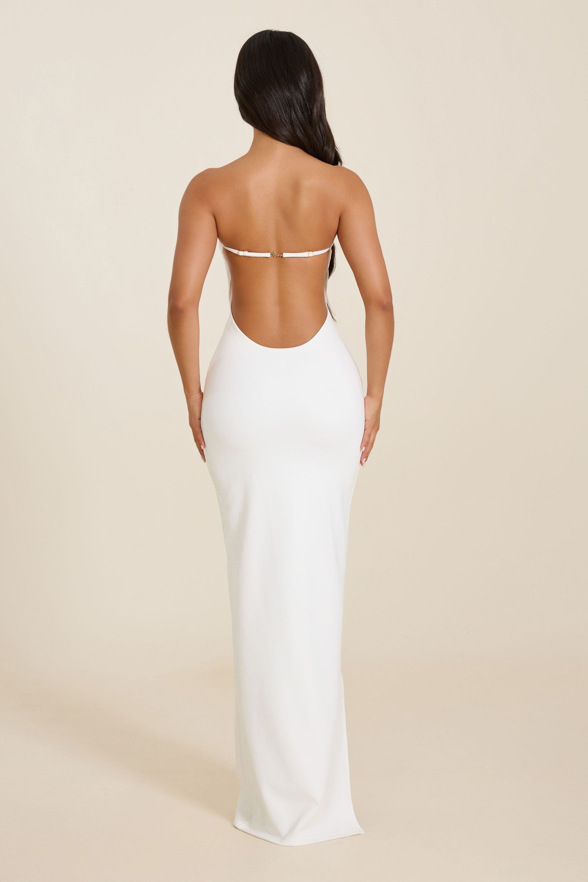 Darlene | White Sculpted Strapless Maxi Dress