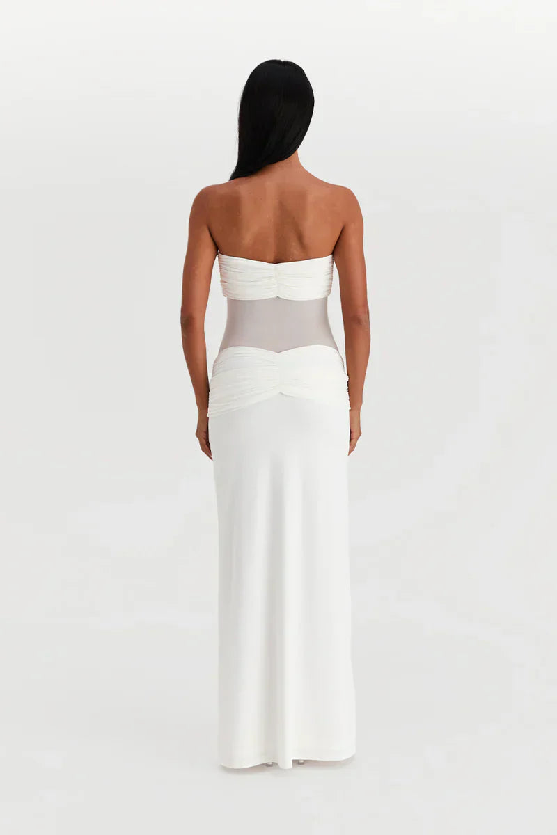 Eleina | Twist-Knot Mesh Panel Maxi Dress