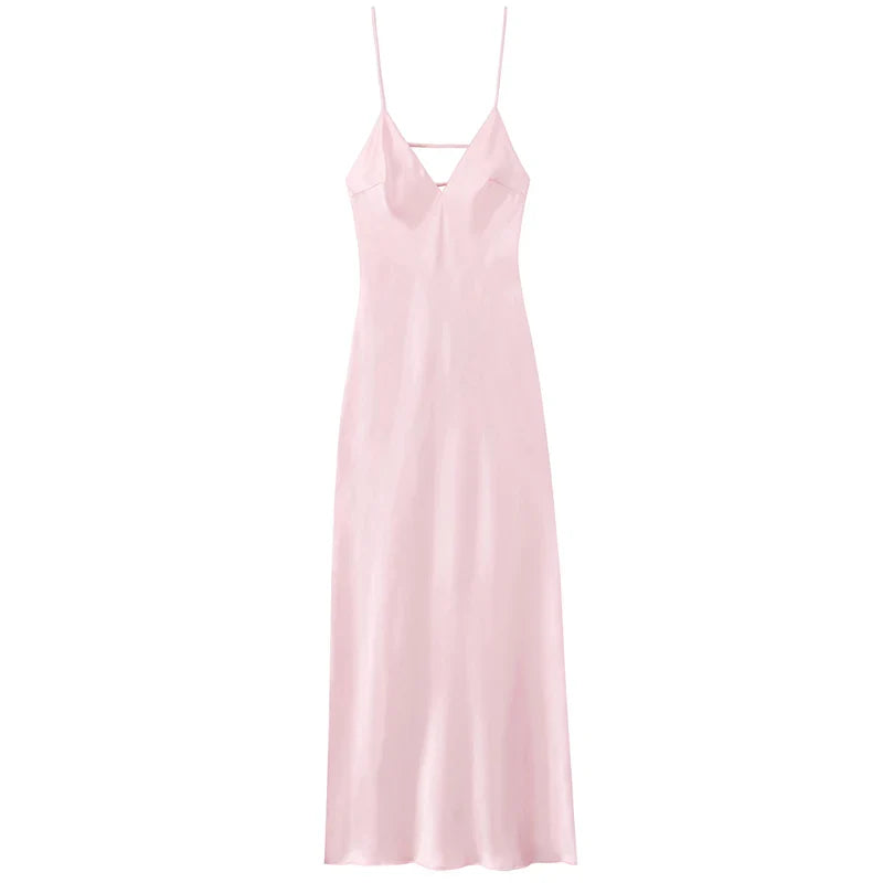 Lumière |Timeless Silk-Finish Lumière Luminous Slip Maxi Dress