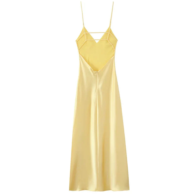 Lumière |Timeless Silk-Finish Lumière Luminous Slip Maxi Dress