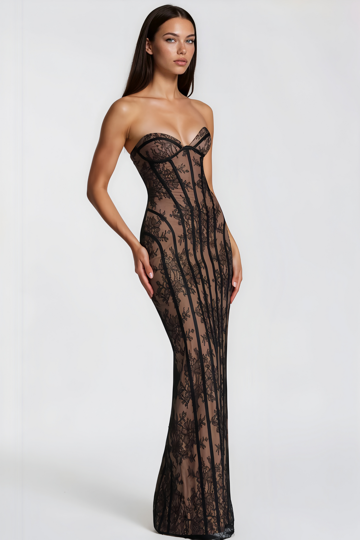 Urszula | Black Off-Shoulder Floral Lace Maxi Dress